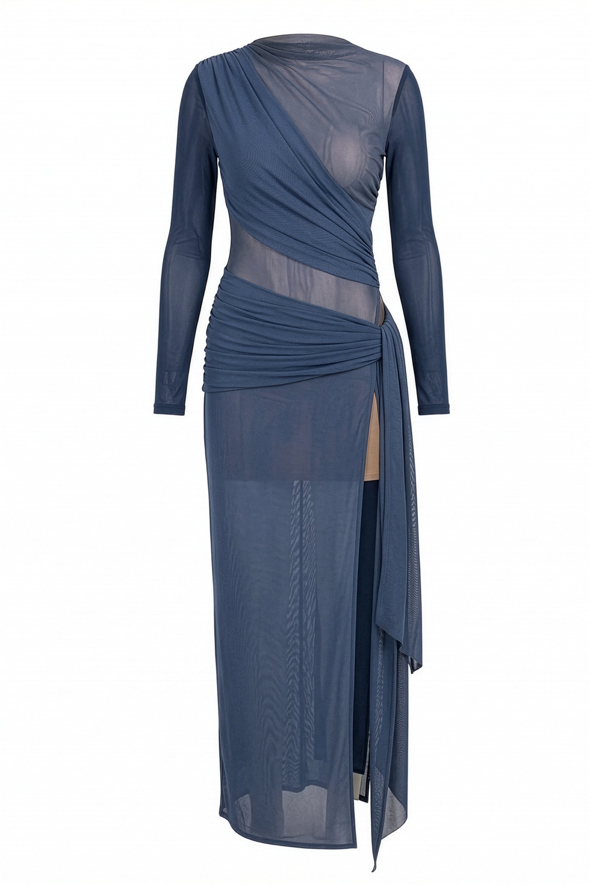 Navy Heatwave Mesh Maxi Dress JLUXLABEL