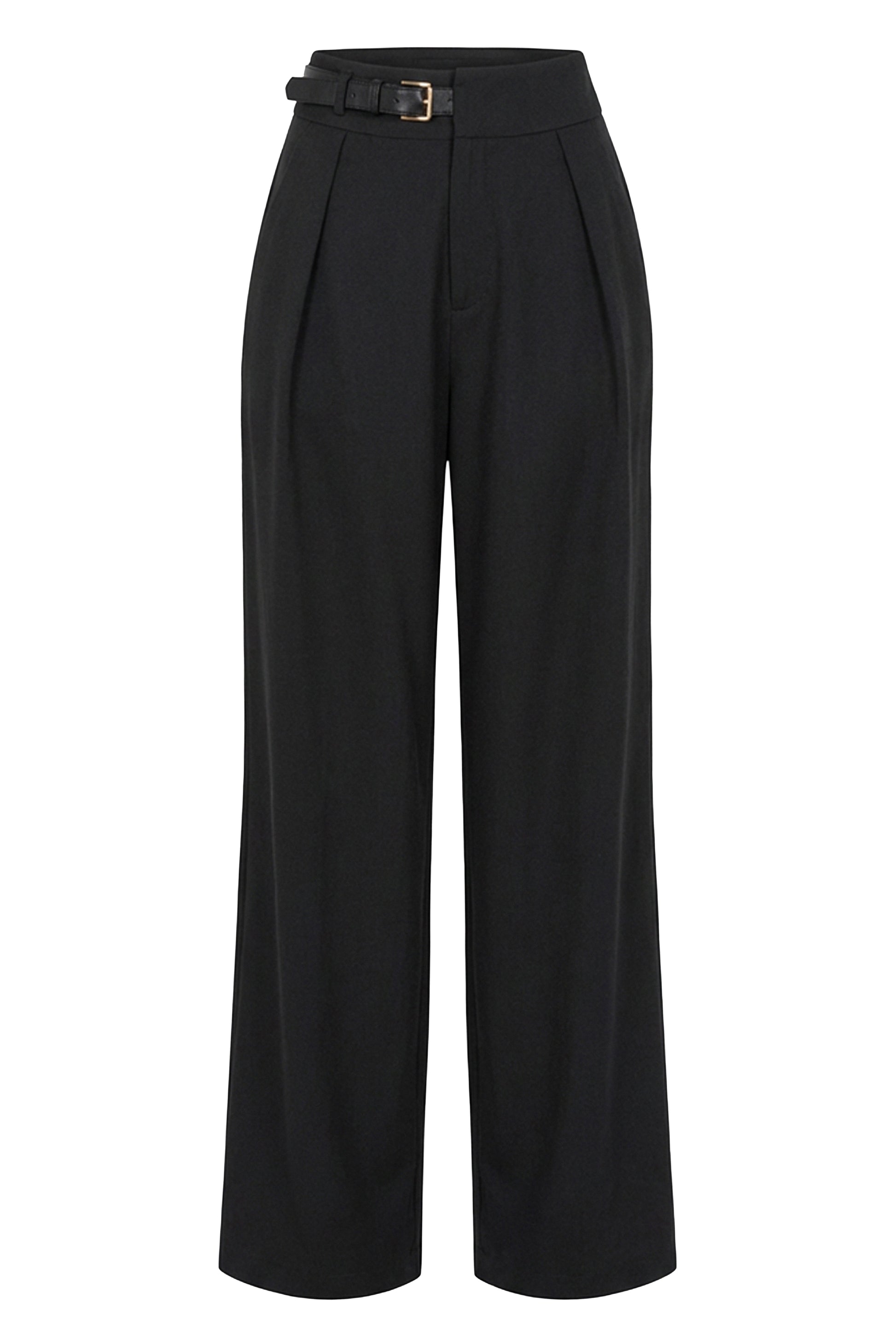 Black Everywhere Belted Trousers JLUXLABEL