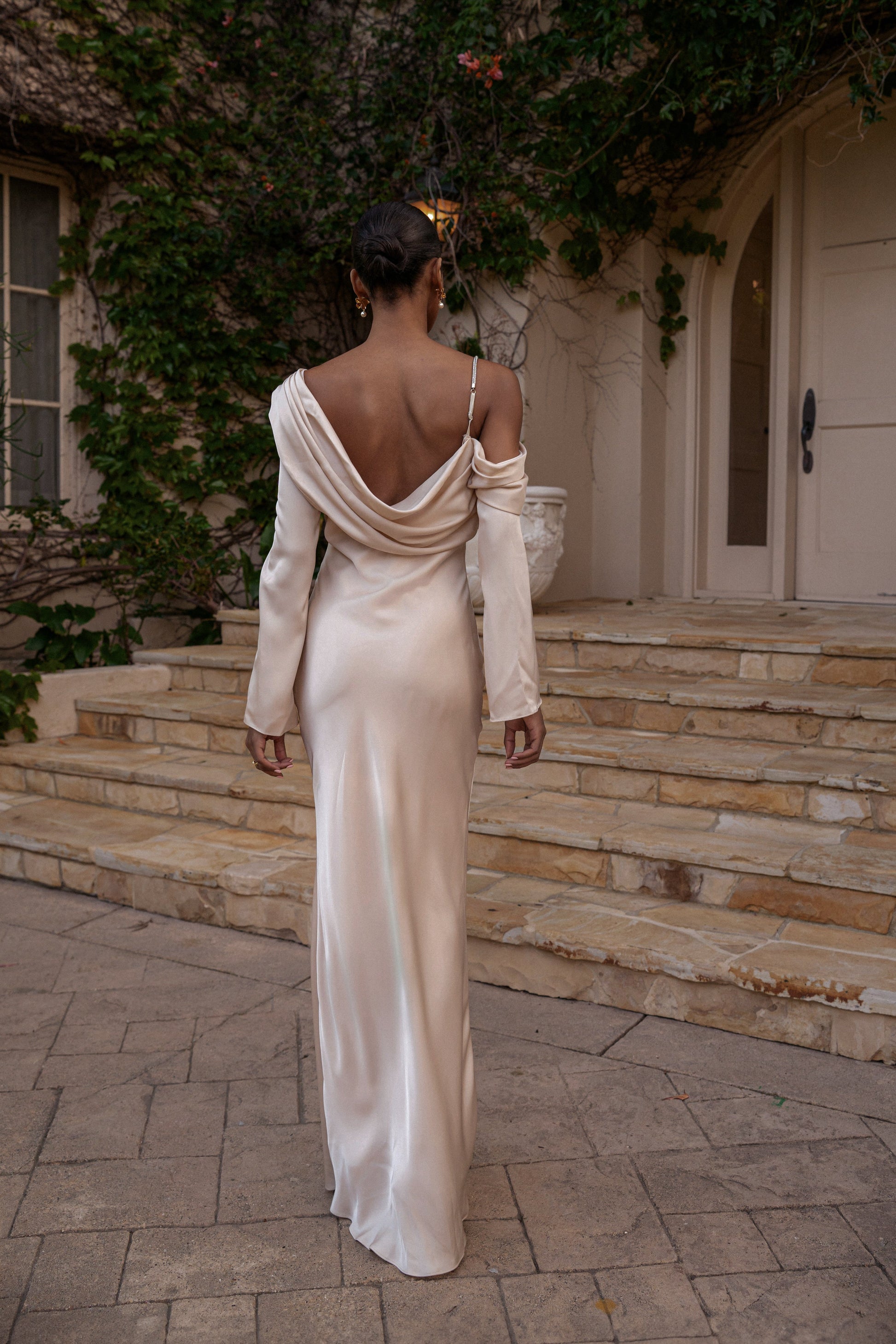 Champagne One And Only Satin Dress NEWFASHIONEDGE
