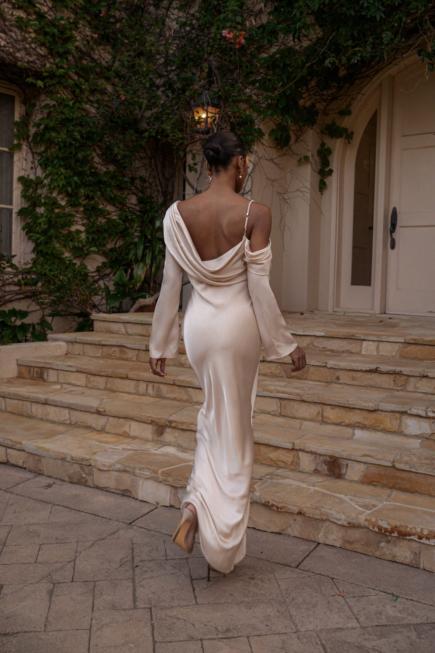 Champagne One And Only Satin Dress NEWFASHIONEDGE