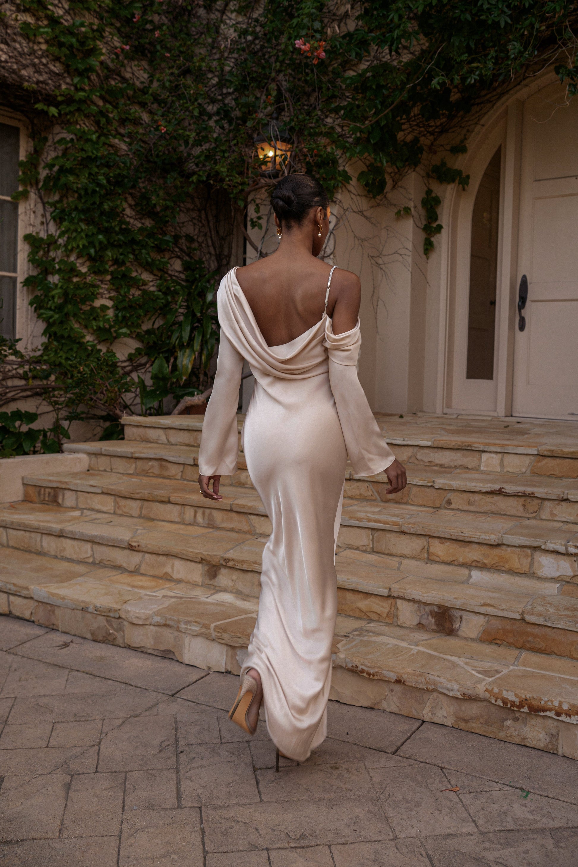 Champagne One And Only Satin Dress NEWFASHIONEDGE