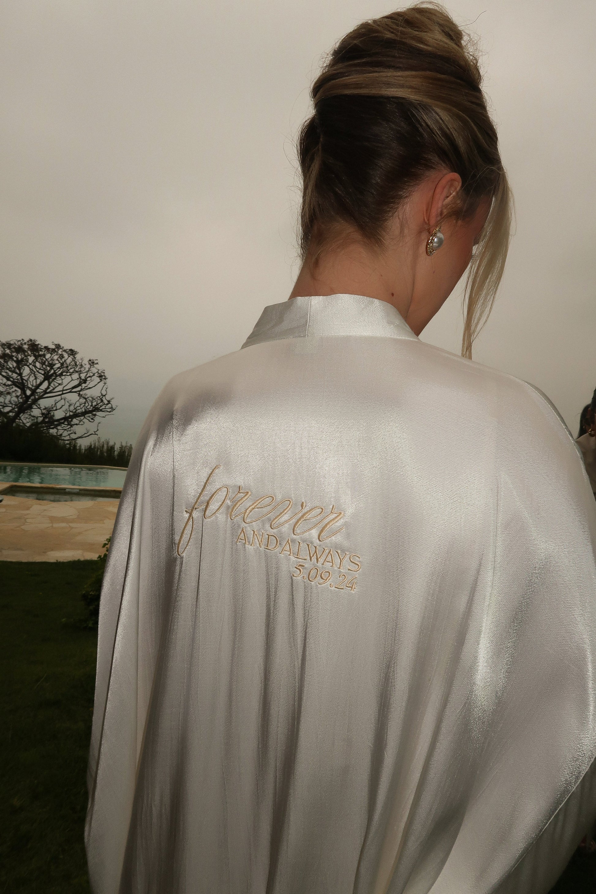 Champagne Forever And Always Satin Robe JLUXLABEL