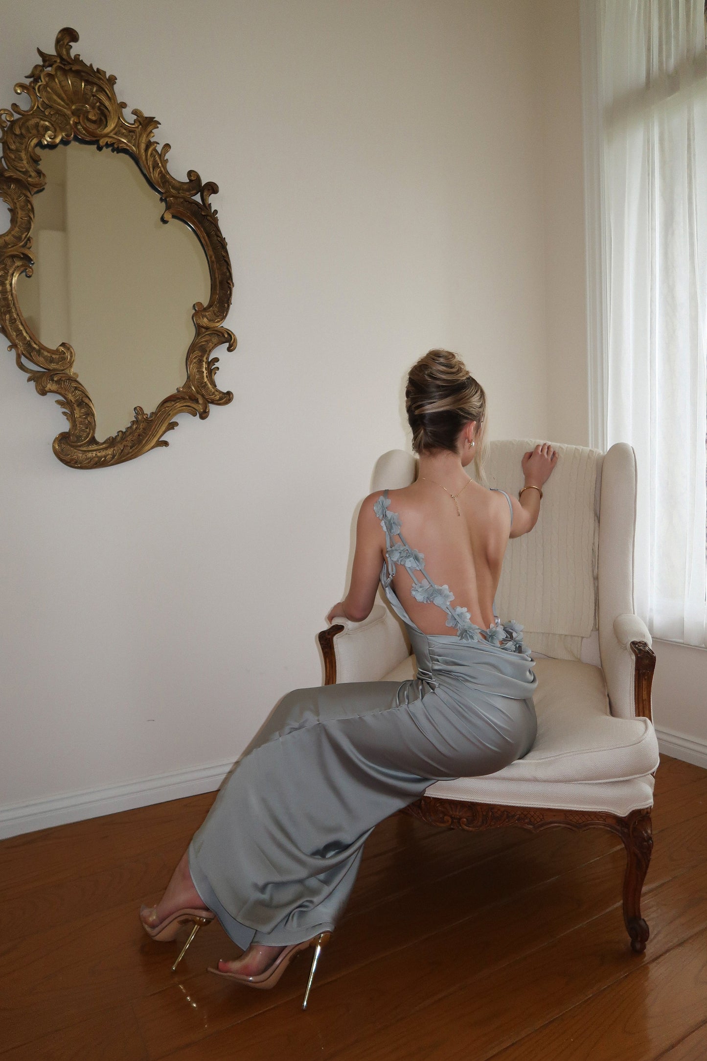 Sage Down The Aisle Satin Gown JLUXLABEL