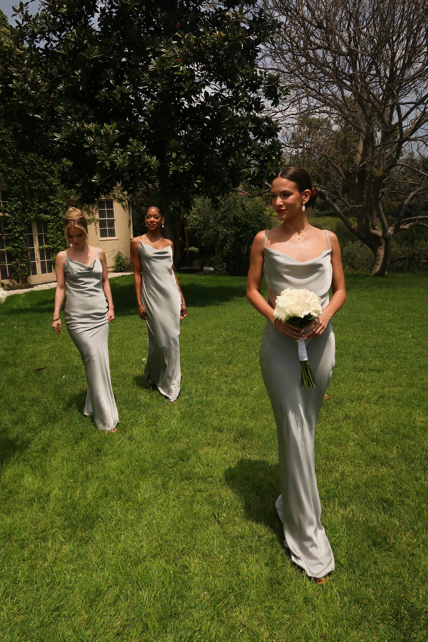 Sage Down The Aisle Satin Gown JLUXLABEL