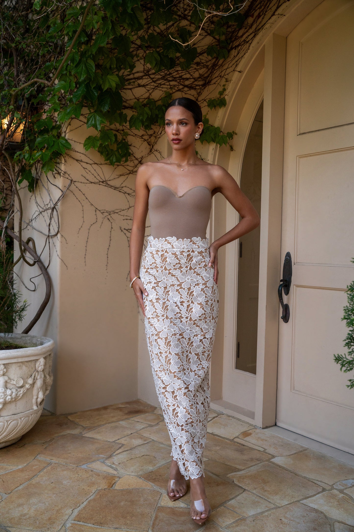Ivory Lace Romance Maxi Skirt JLUXLABEL