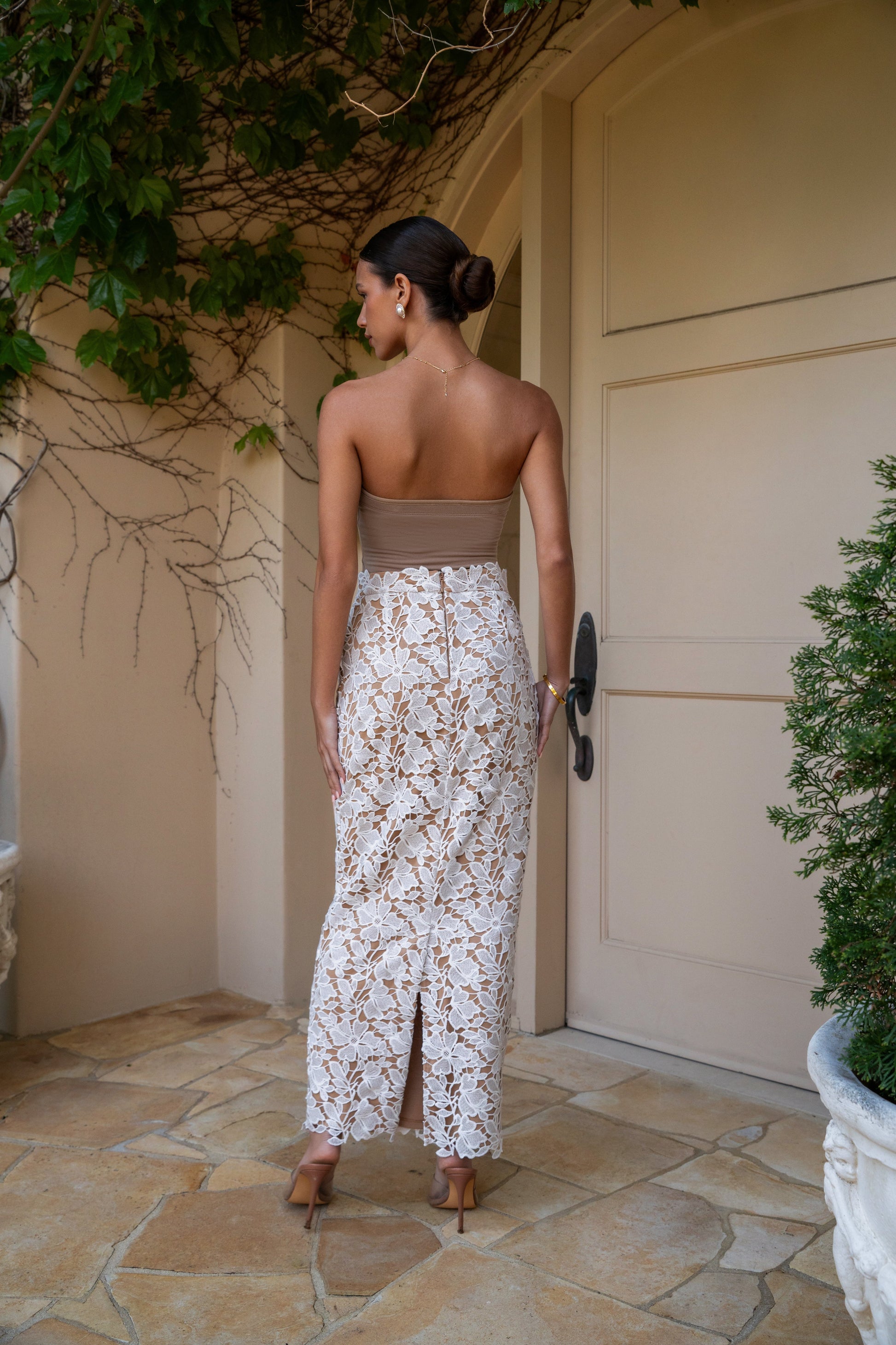 Ivory Lace Romance Maxi Skirt JLUXLABEL