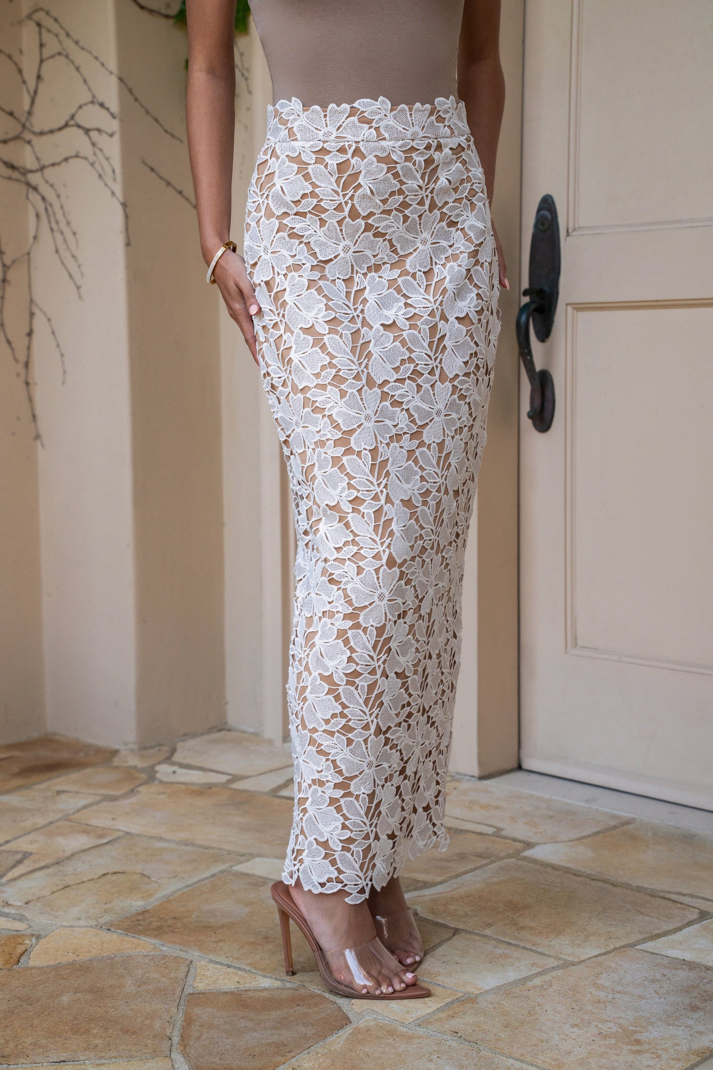 Ivory Lace Romance Maxi Skirt JLUXLABEL
