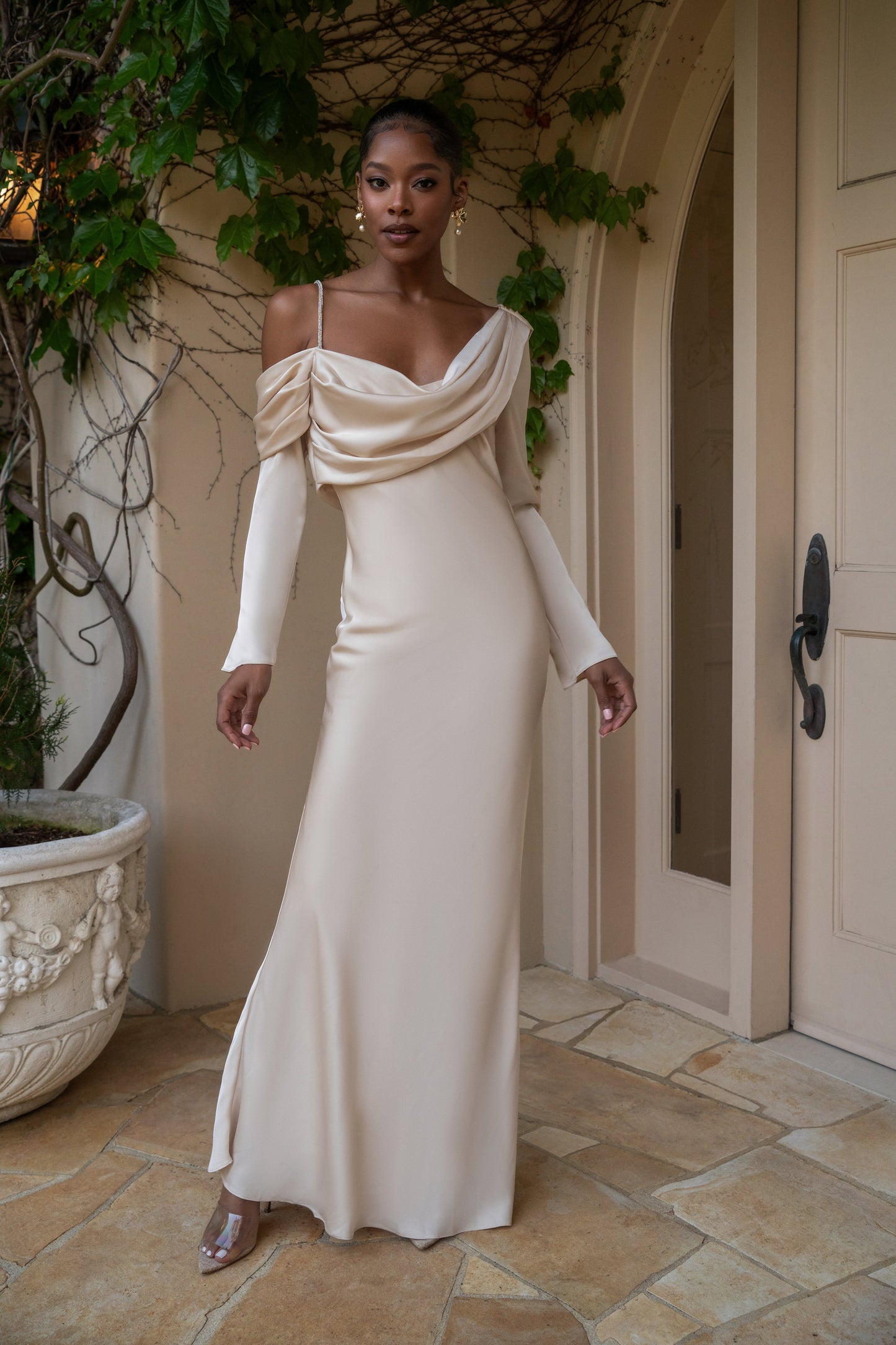 Champagne One And Only Satin Dress NEWFASHIONEDGE