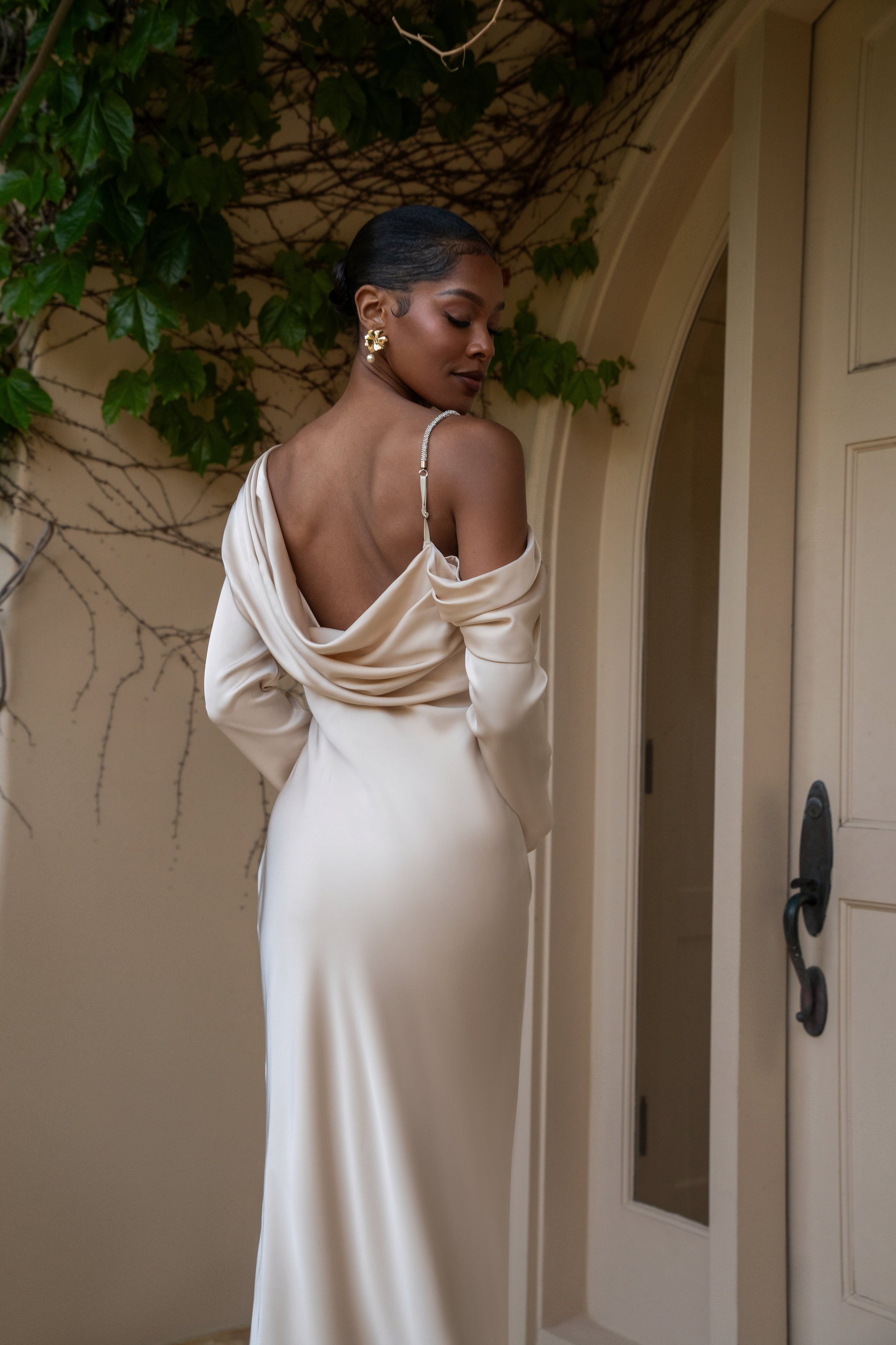 Champagne One And Only Satin Dress NEWFASHIONEDGE