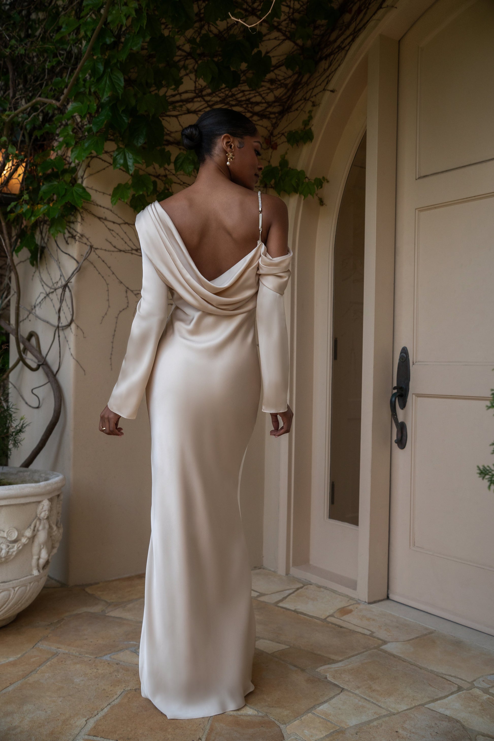 Champagne One And Only Satin Dress NEWFASHIONEDGE