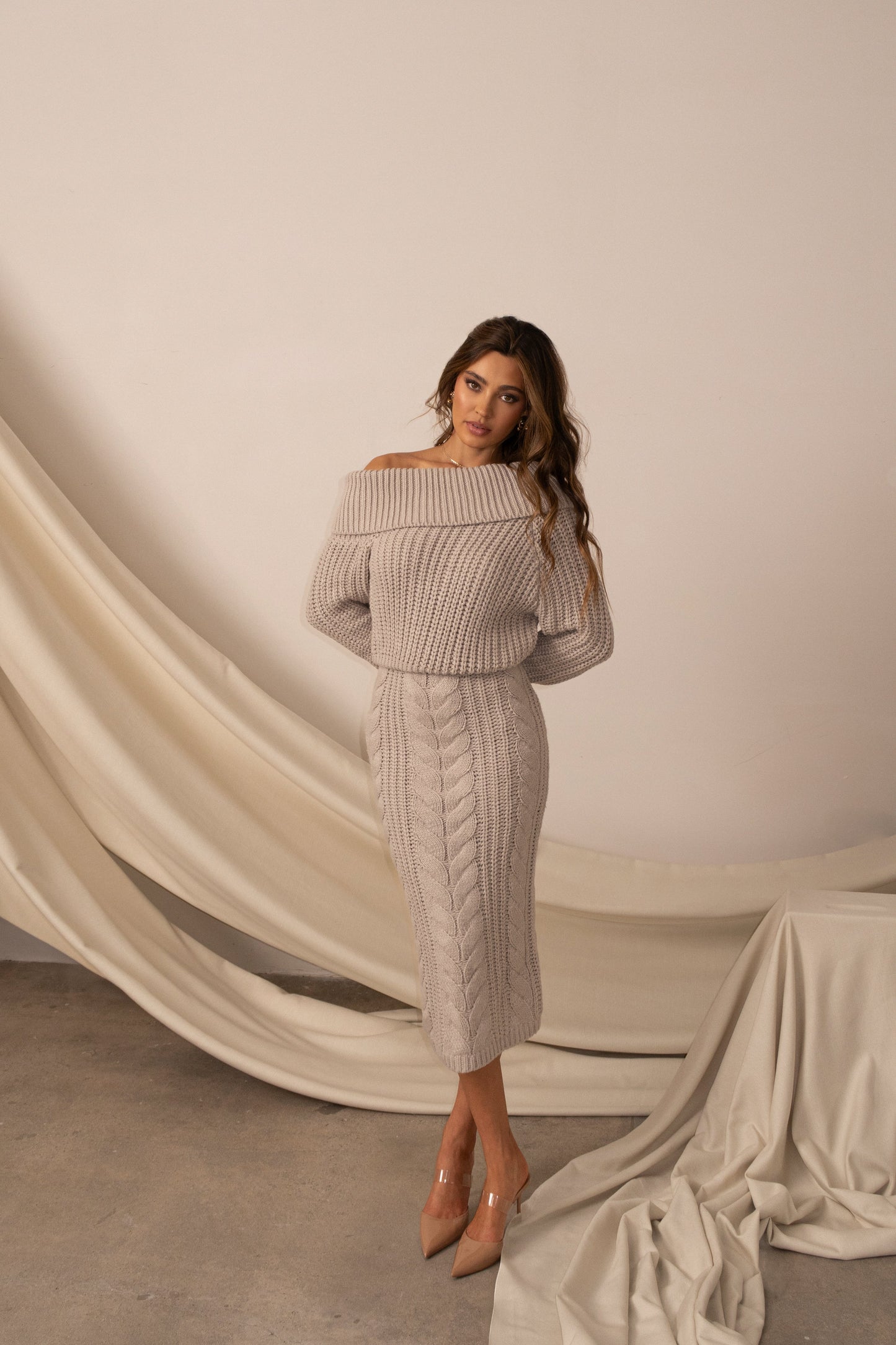 Stone Monette Cable Knit Dress JLUXLABEL
