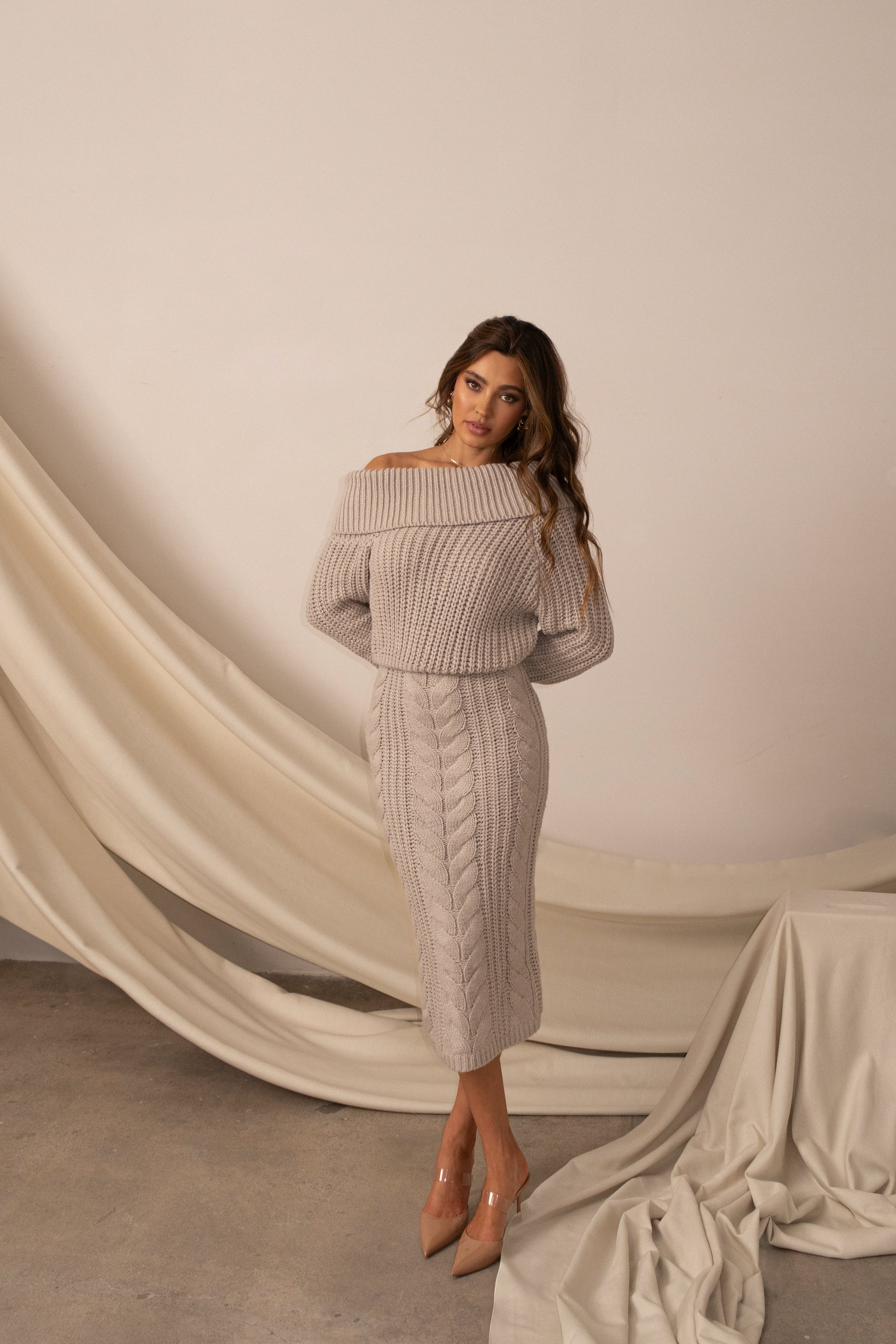 Stone Monette Cable Knit Dress JLUXLABEL