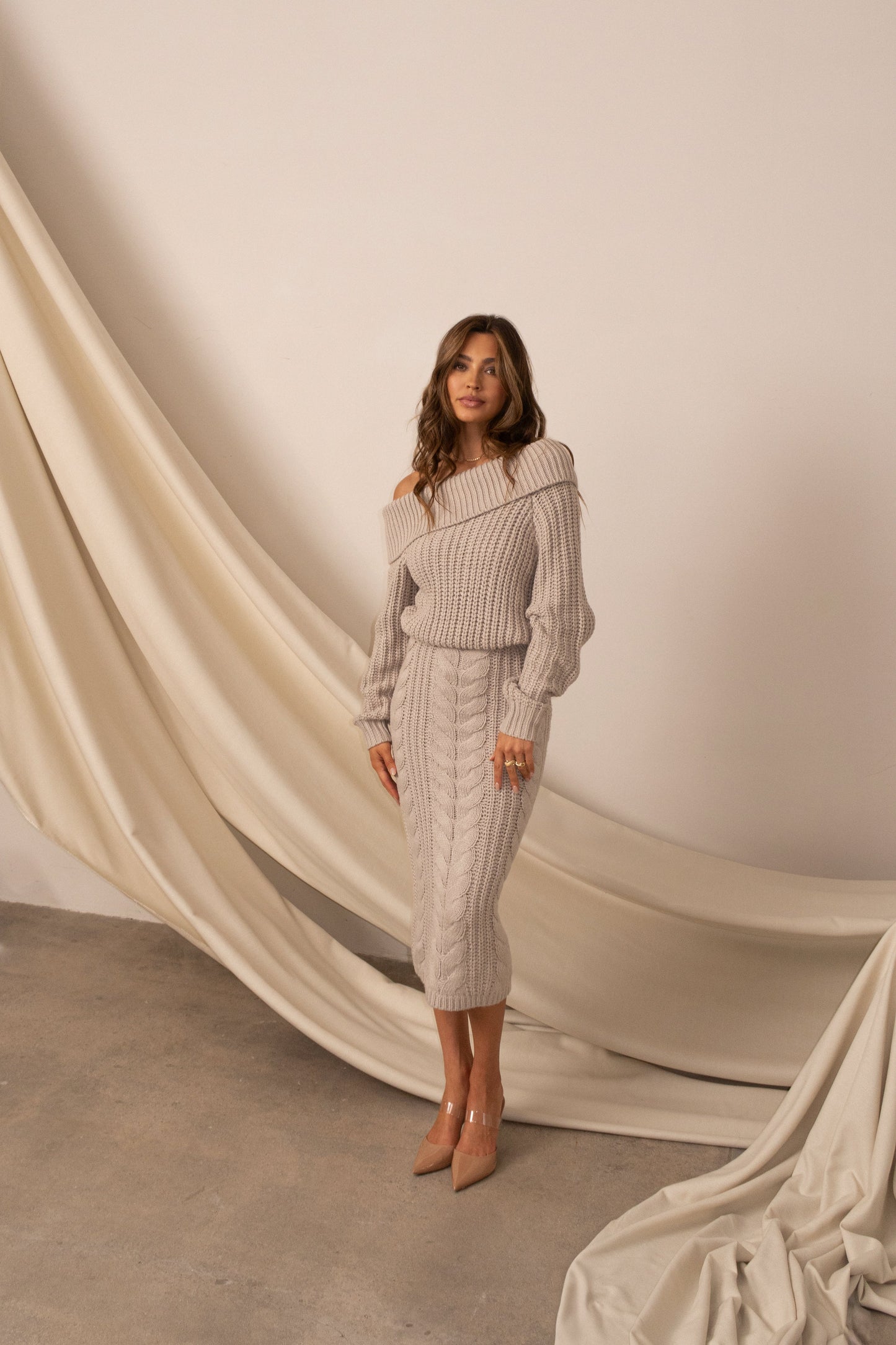 Stone Monette Cable Knit Dress JLUXLABEL