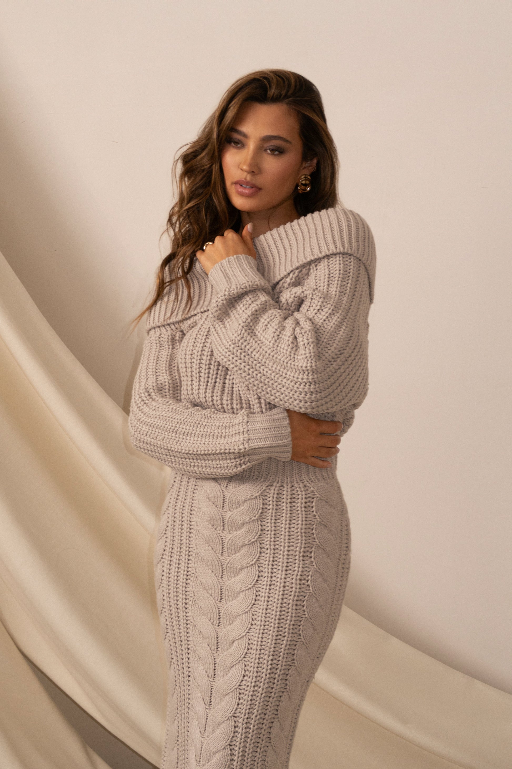 Stone Monette Cable Knit Dress JLUXLABEL