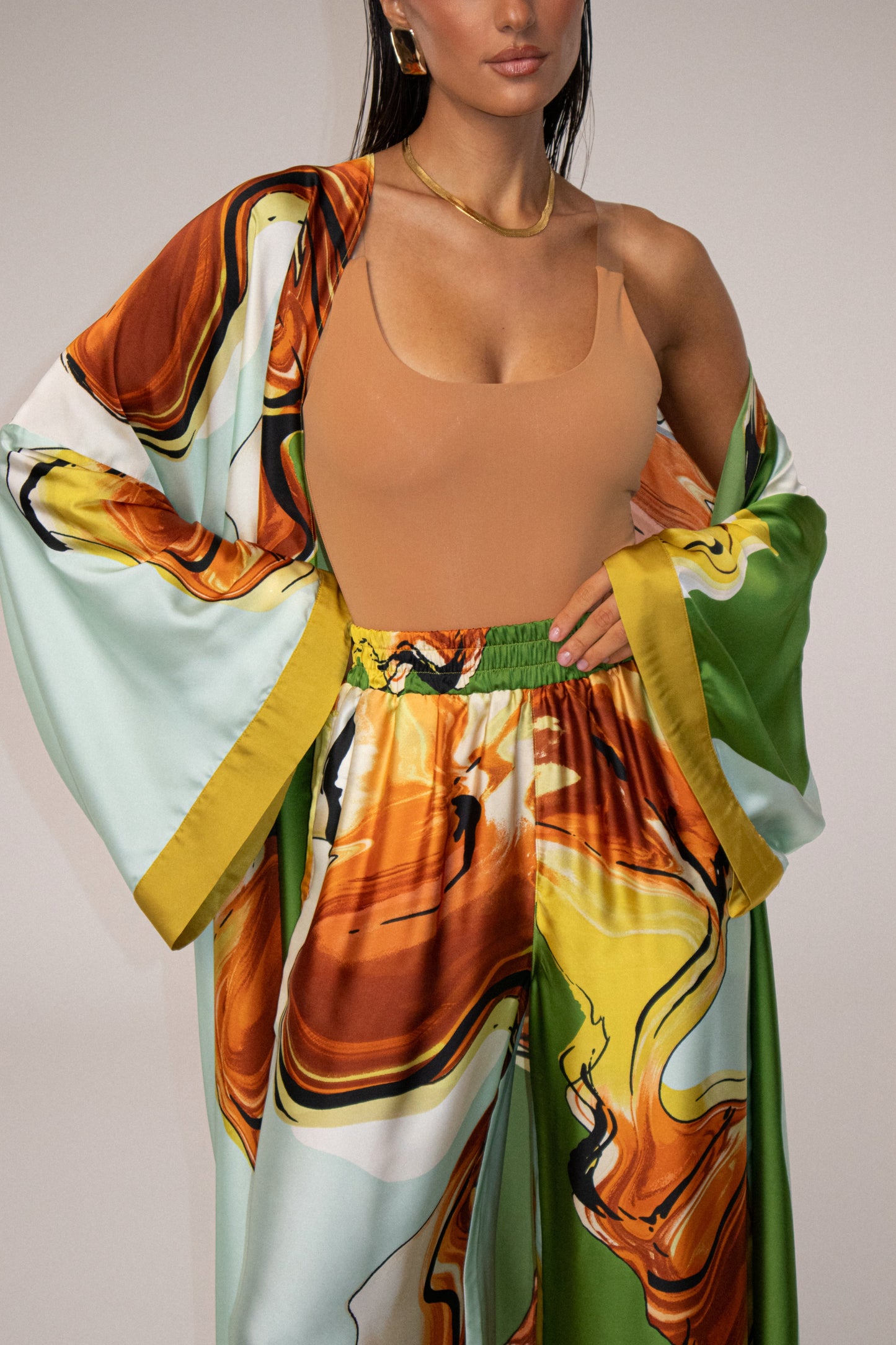 PRE-ORDER Green Tropical Print Nola Maxi Duster NEWFASHIONEDGE