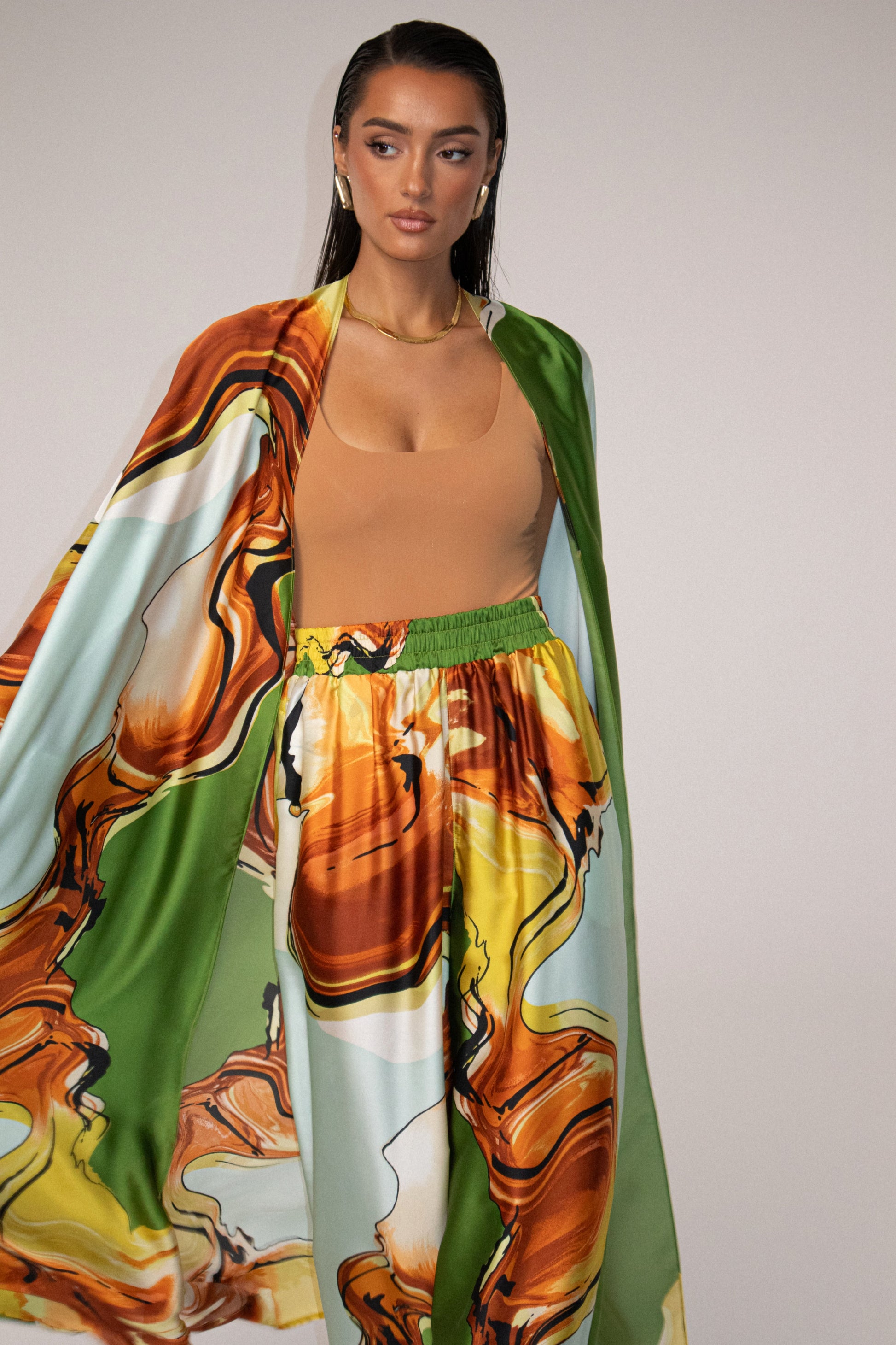 PRE-ORDER Green Tropical Print Nola Maxi Duster NEWFASHIONEDGE