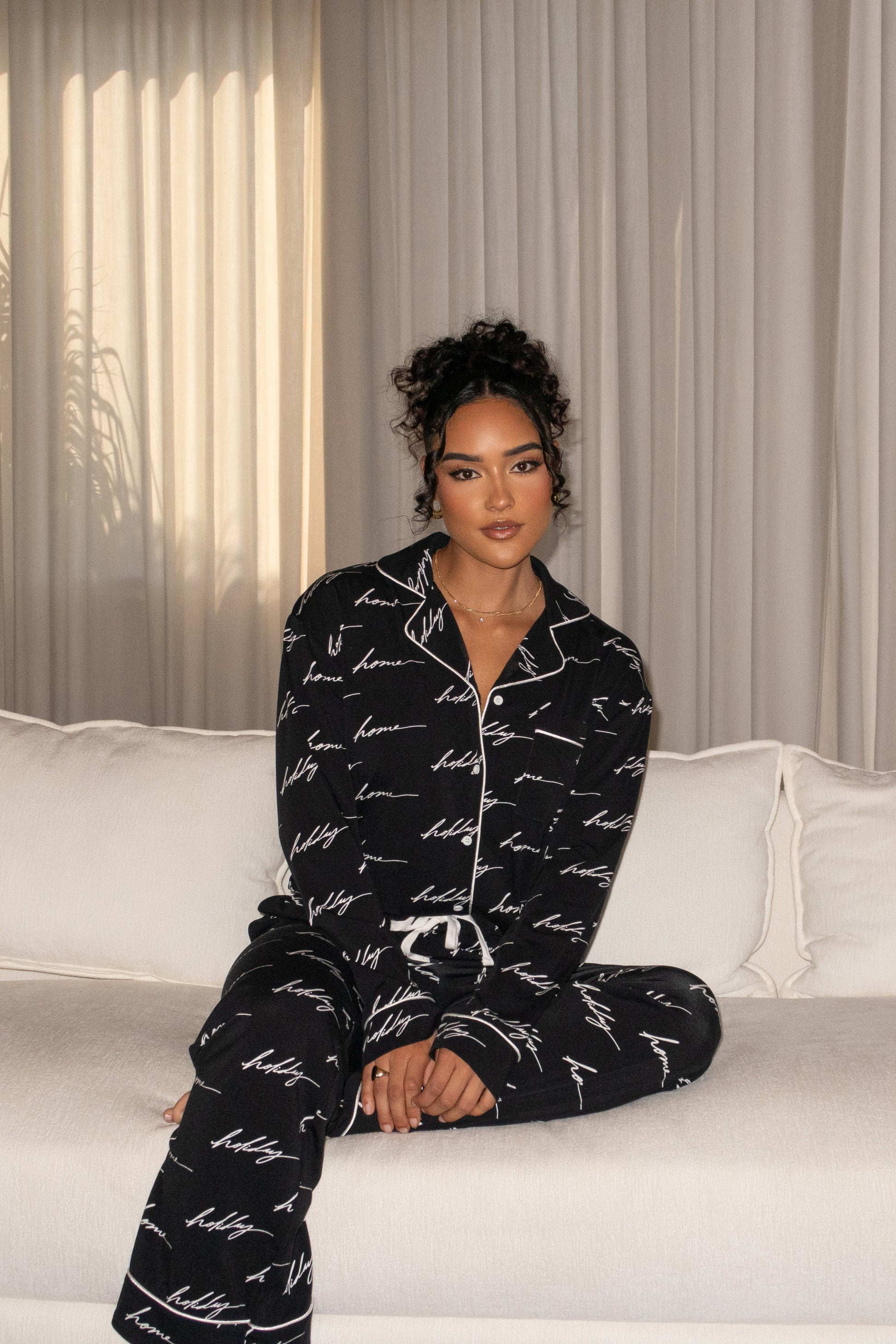 Black Home For The Holidays Adult Pajama Set JLUXLABEL