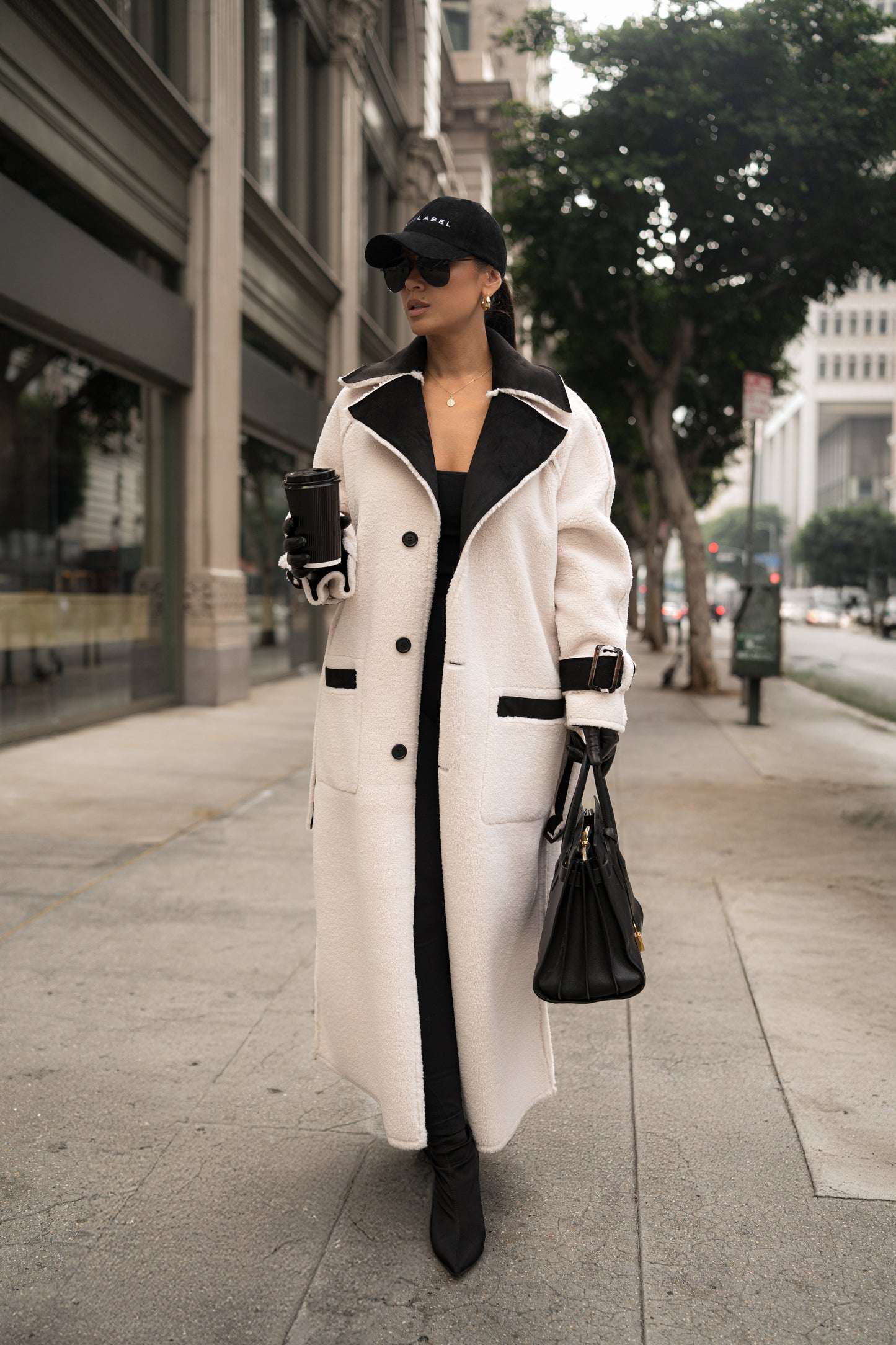 Black Suede And Sherpa Reversible Coat JLUXLABEL