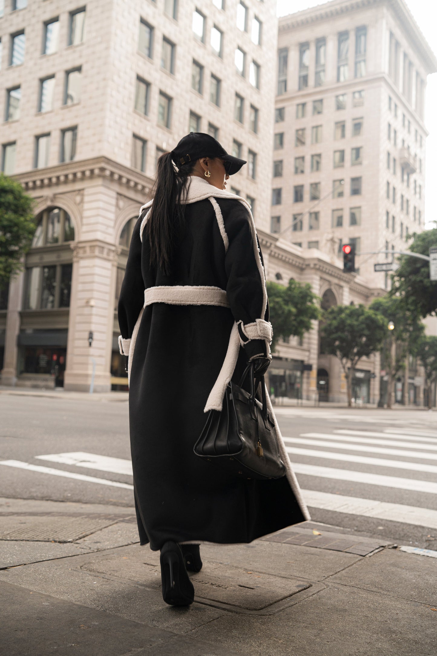 Black Suede And Sherpa Reversible Coat JLUXLABEL