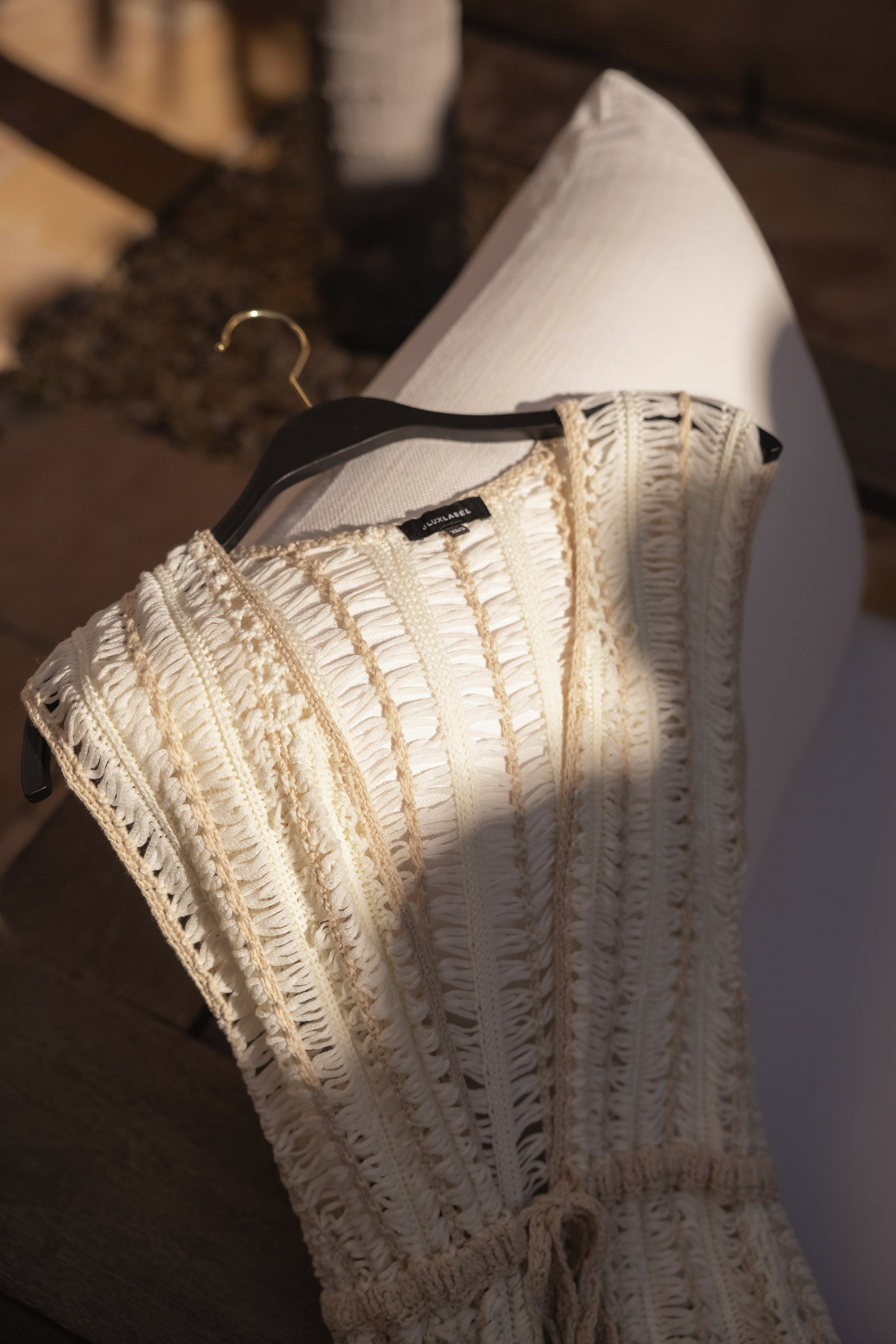 Ivory/Beige Marcelle Crochet Maxi Dress JLUXLABEL