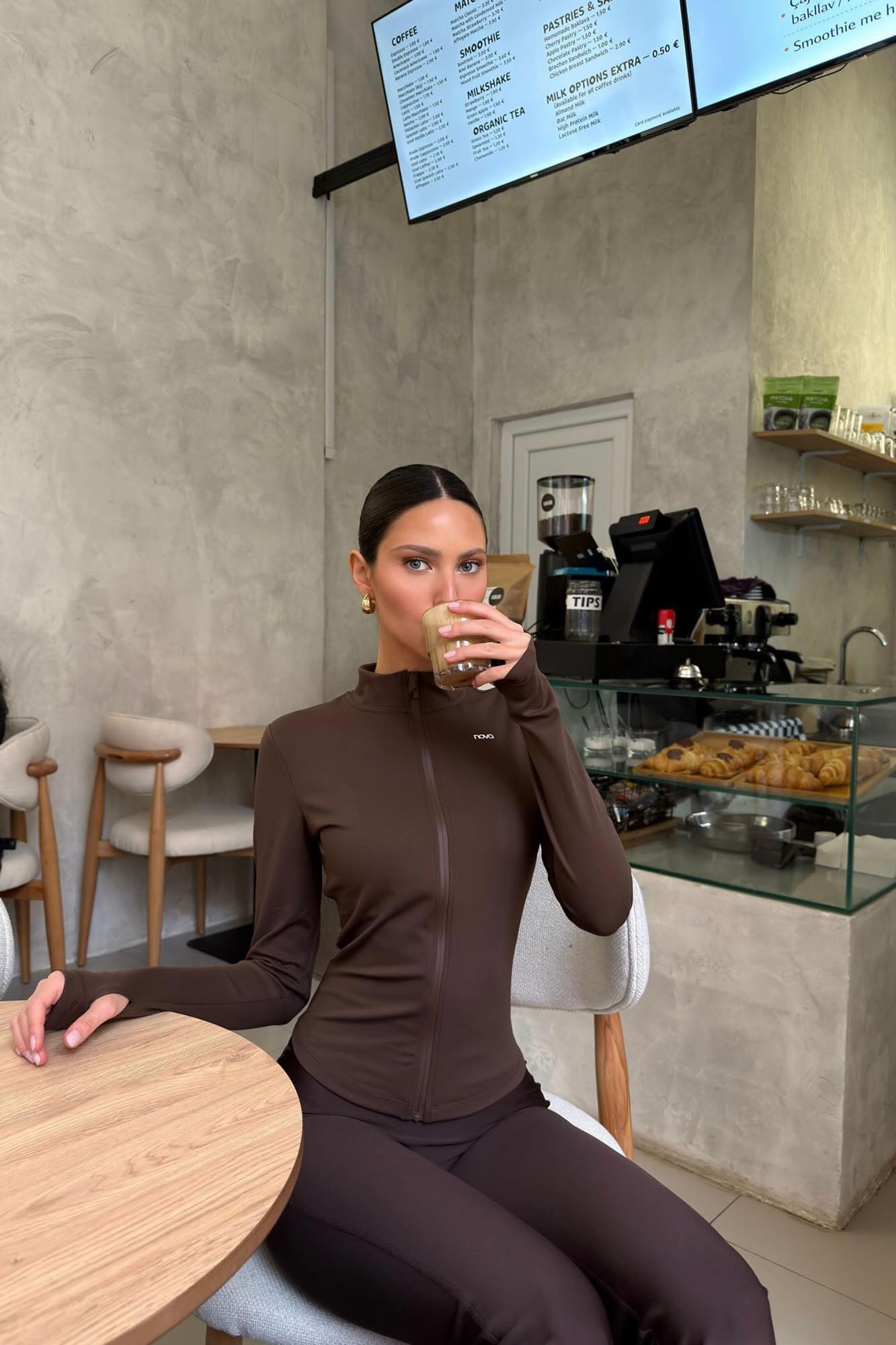 CloudForm™ Long Sleeve Full Zip Jacket - Brown NEWFASHIONEDGE