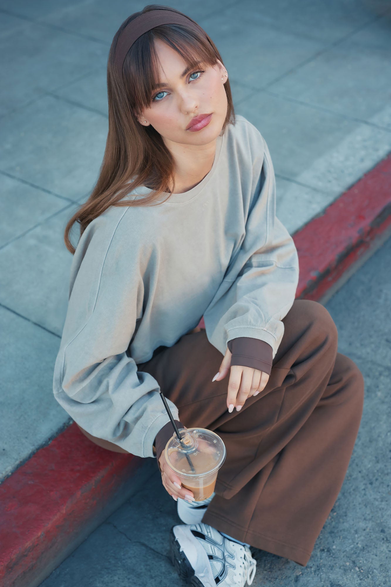 Cotton Jersey Long Sleeve Cropped Top - Taupe Fashion Nova