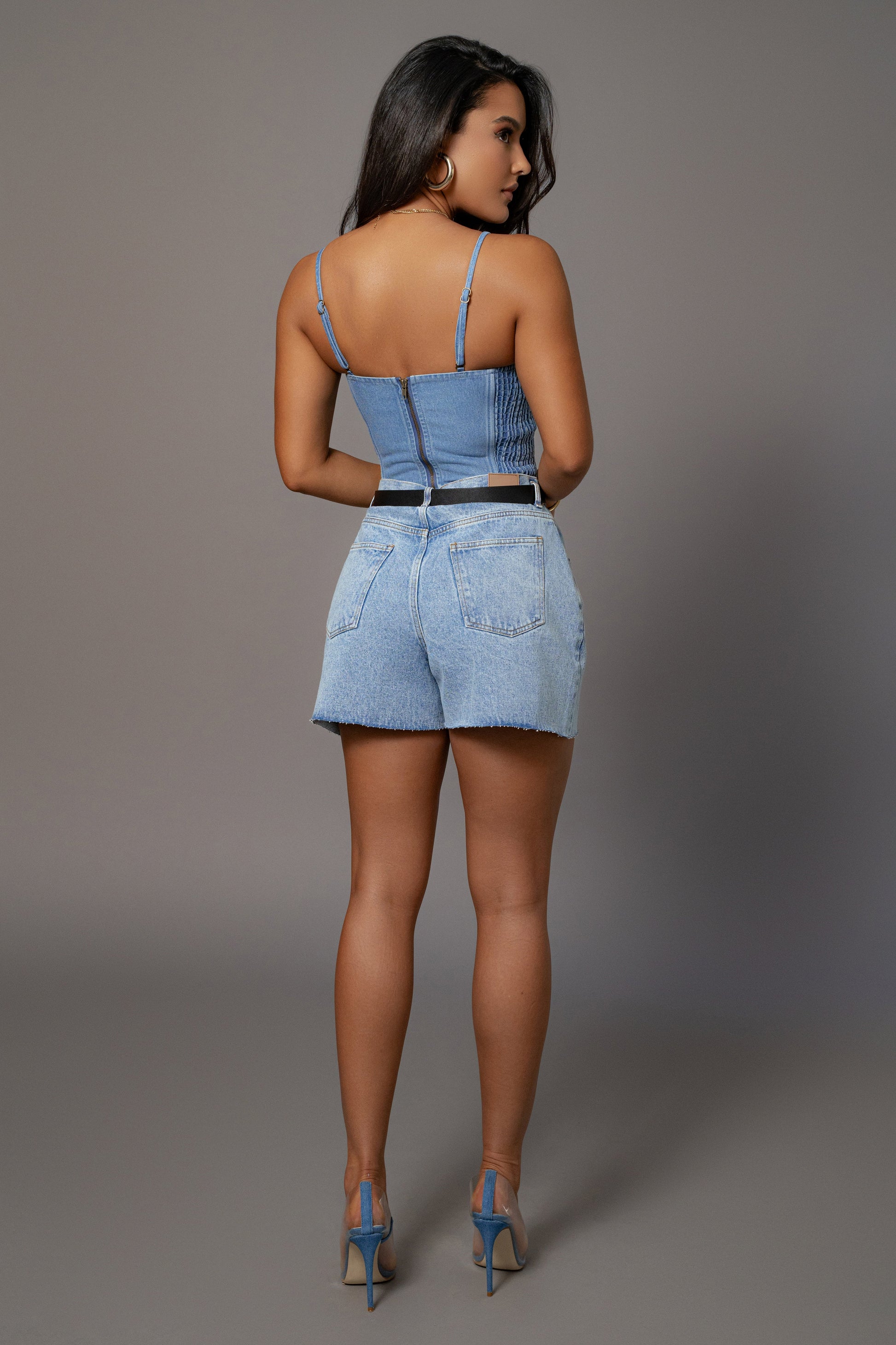 Medium Wash Denim Marsella Sweetheart Corset JLUXLABEL
