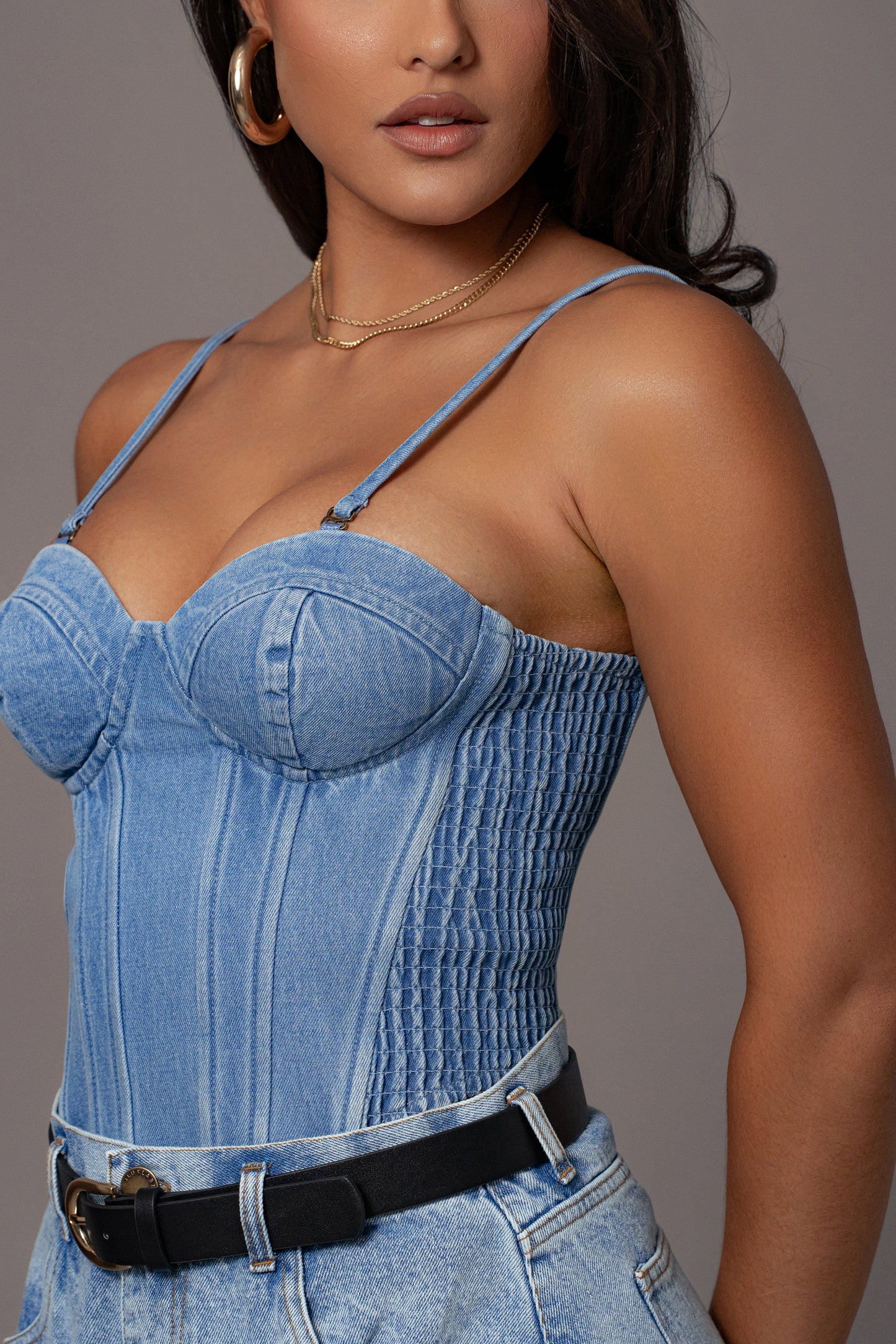 Medium Wash Denim Marsella Sweetheart Corset JLUXLABEL