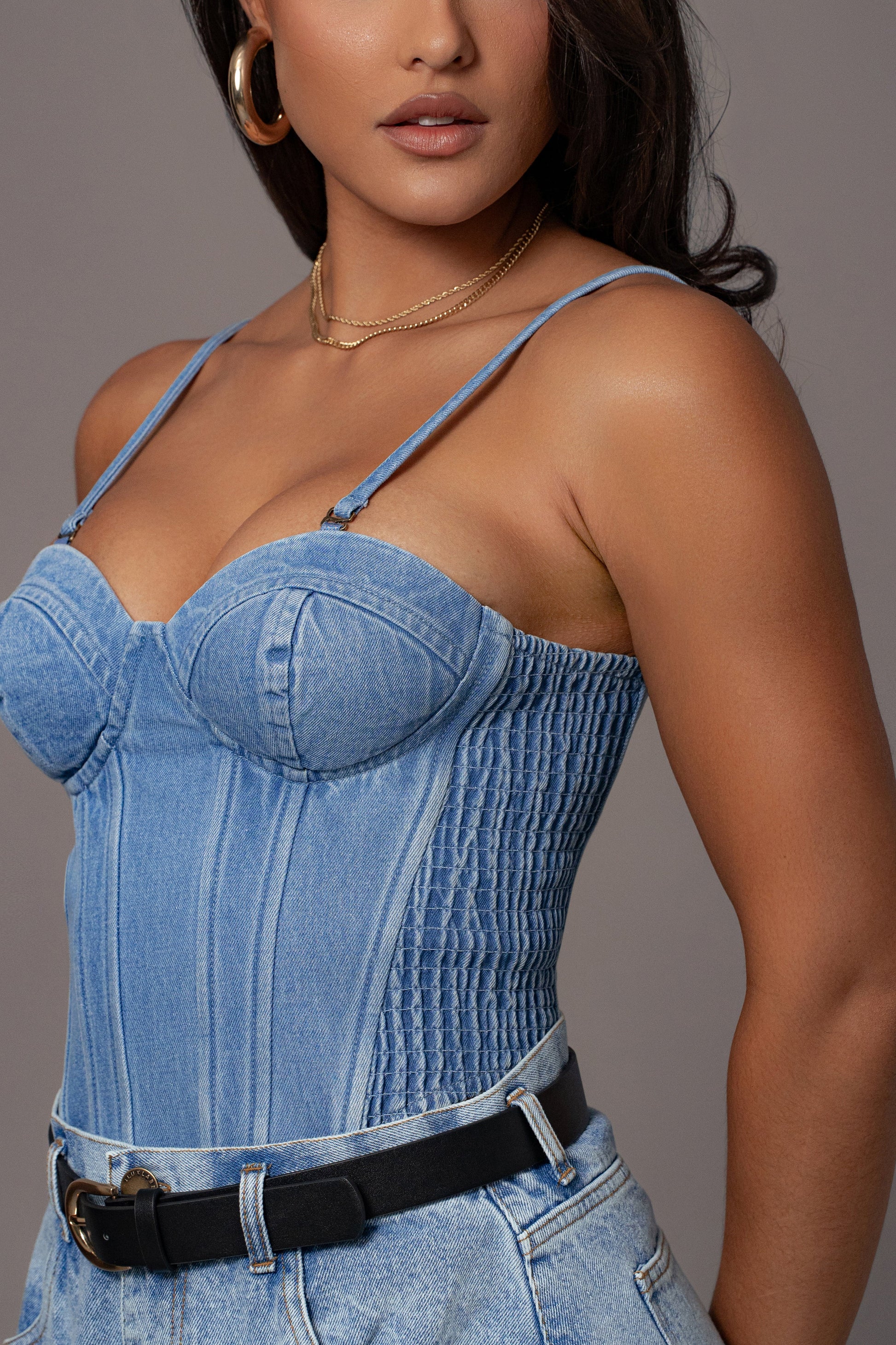 Medium Wash Denim Marsella Sweetheart Corset JLUXLABEL