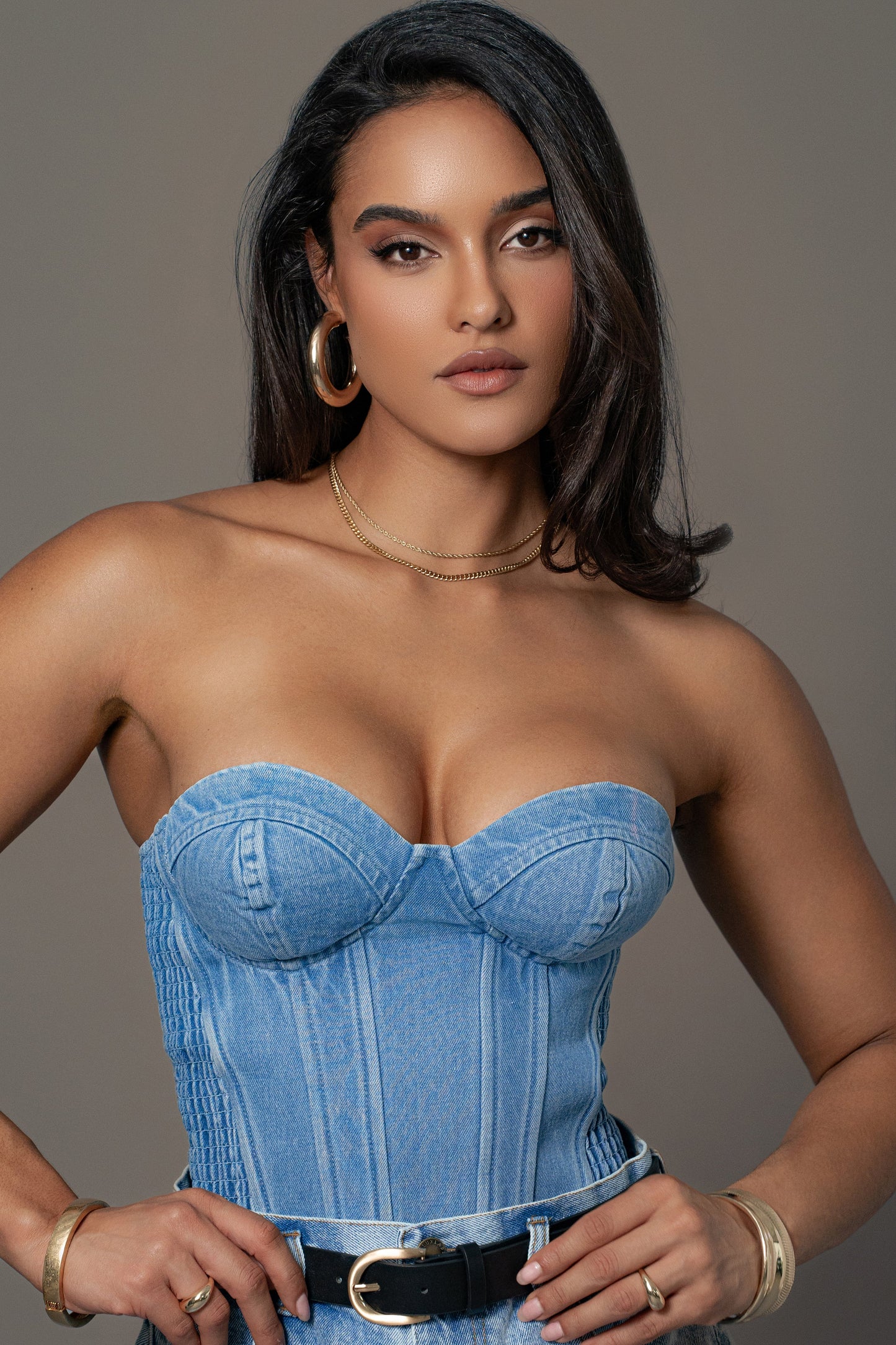 Medium Wash Denim Marsella Sweetheart Corset JLUXLABEL