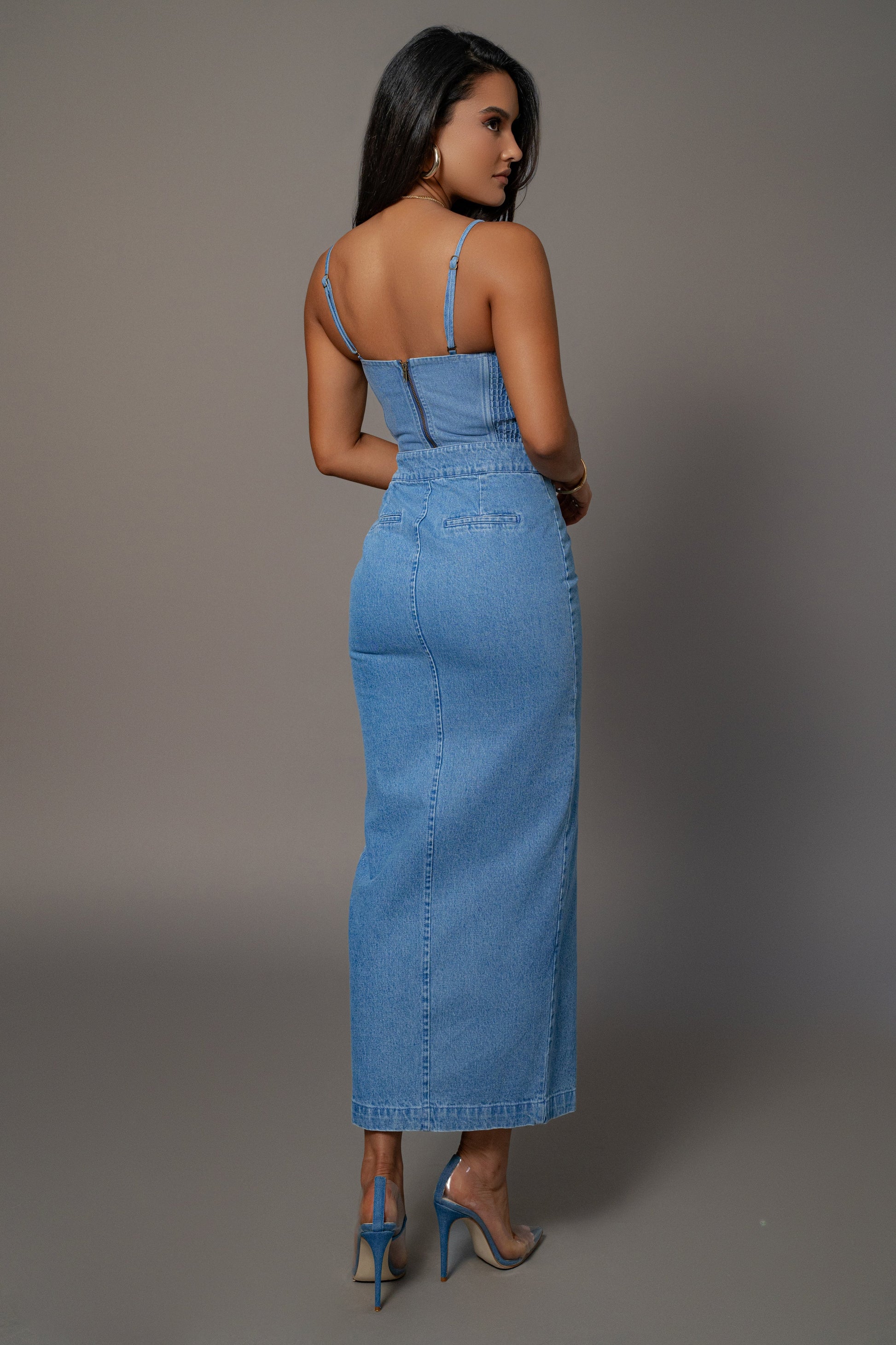 Medium Wash Adana Denim Skirt JLUXLABEL