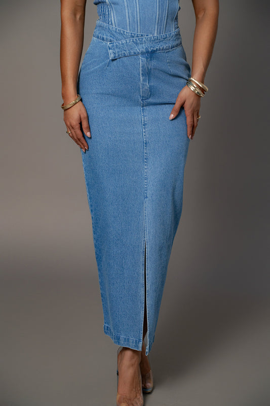 Medium Wash Adana Denim Skirt JLUXLABEL