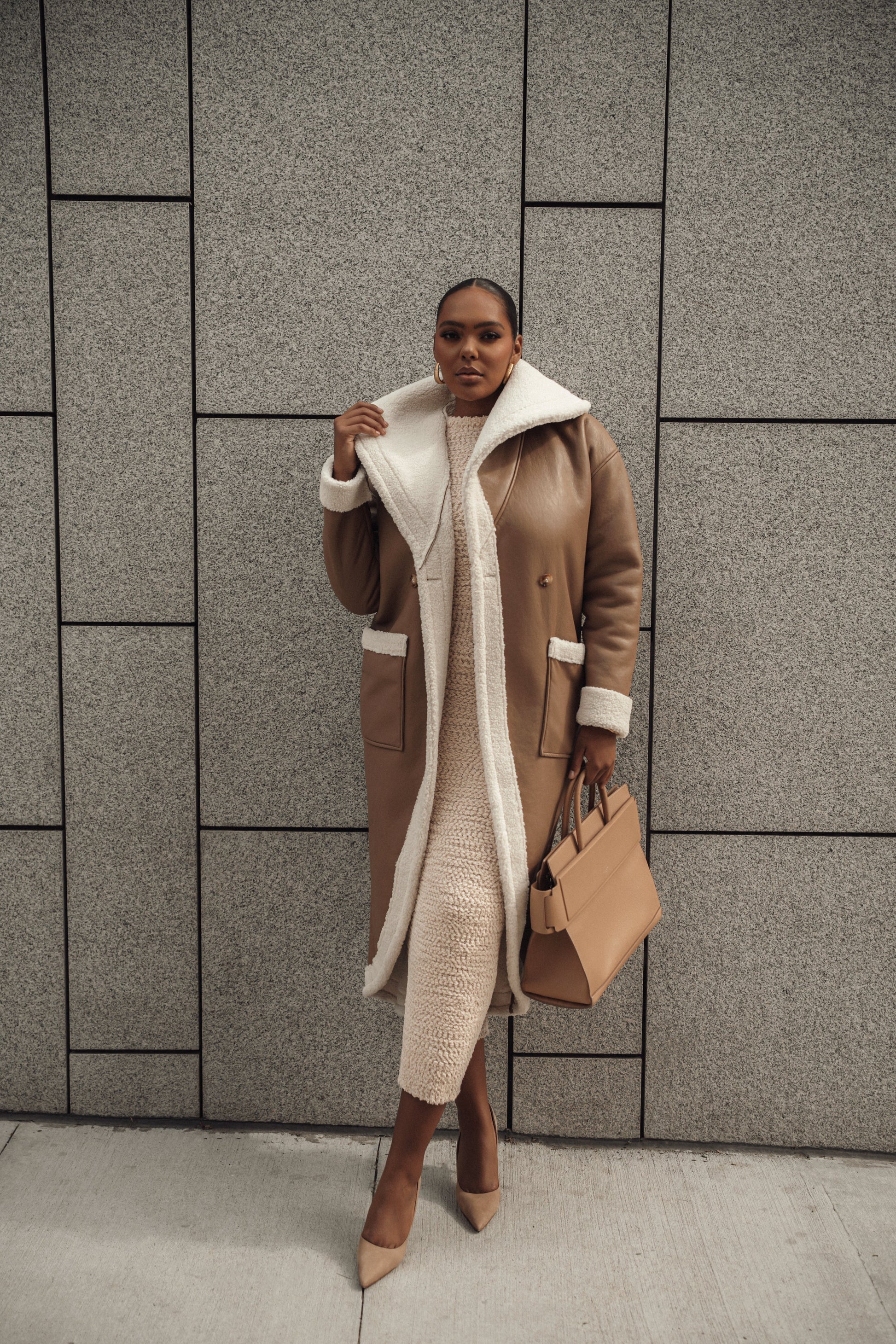 Tan Jaida Reversible Teddy Coat JLUXLABEL