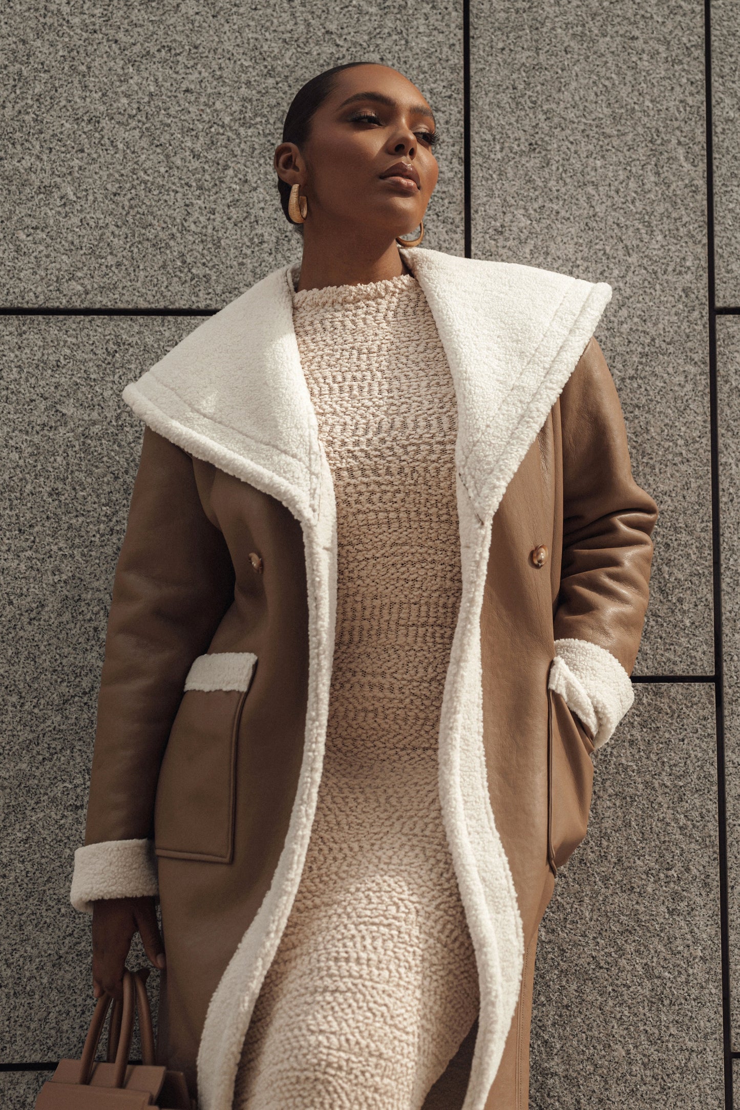Tan Jaida Reversible Teddy Coat JLUXLABEL