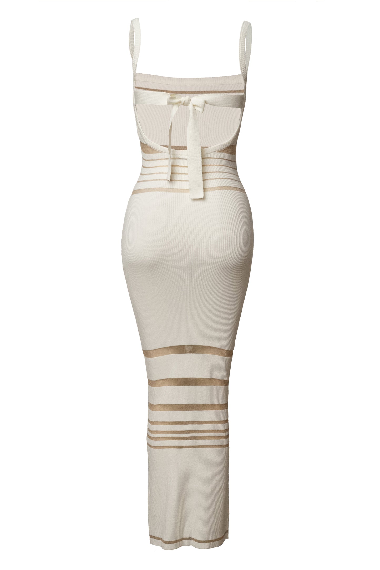 Ivory Striped Rib Knit Dress JLUXLABEL