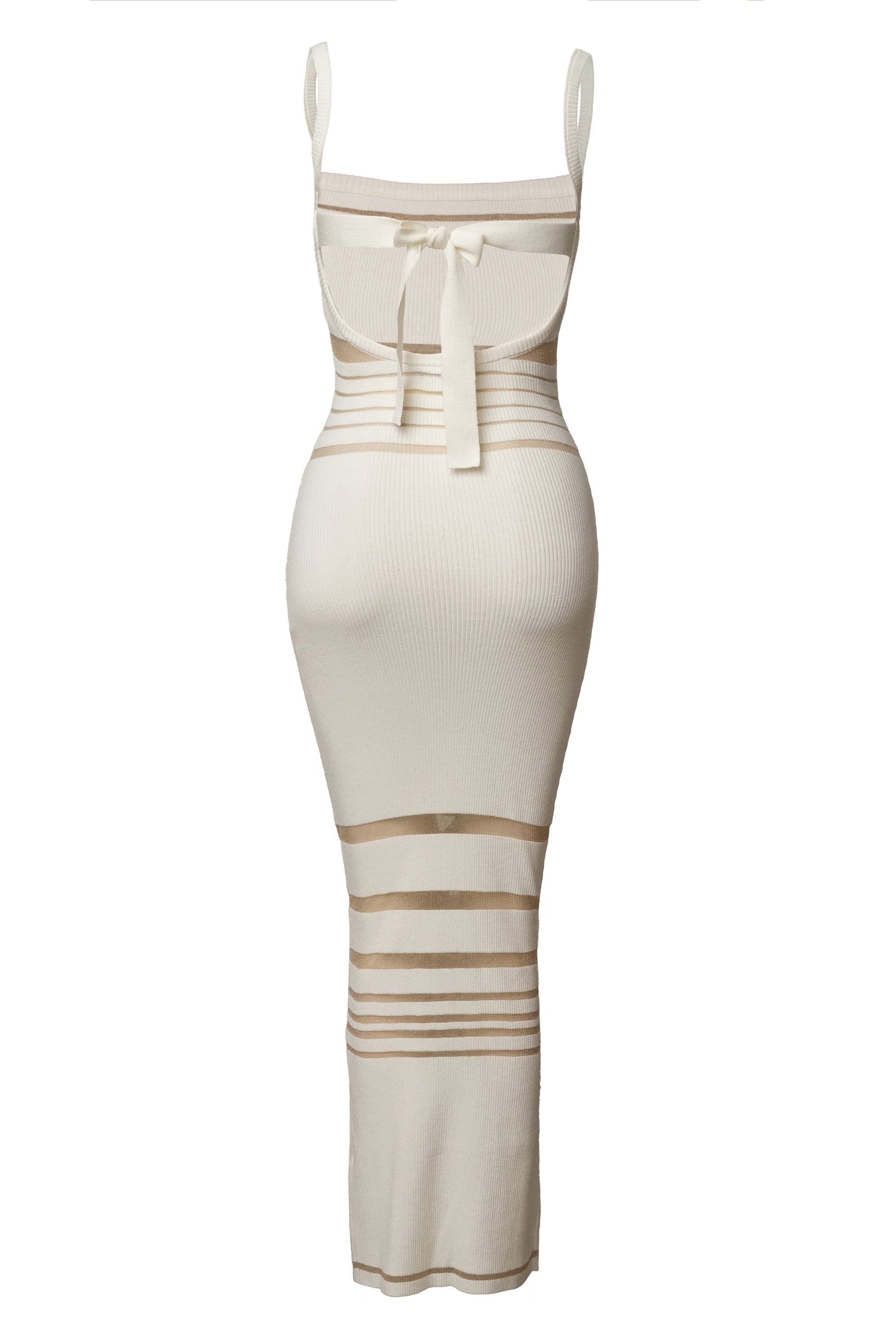 Ivory Striped Rib Knit Dress JLUXLABEL