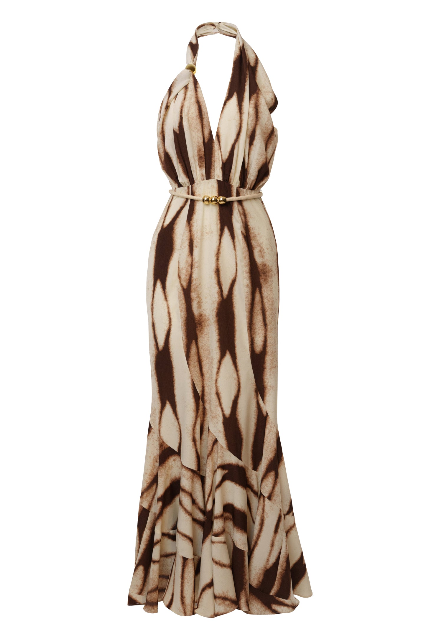 Ivory Desert Glow Flared Maxi Dress JLUXLABEL