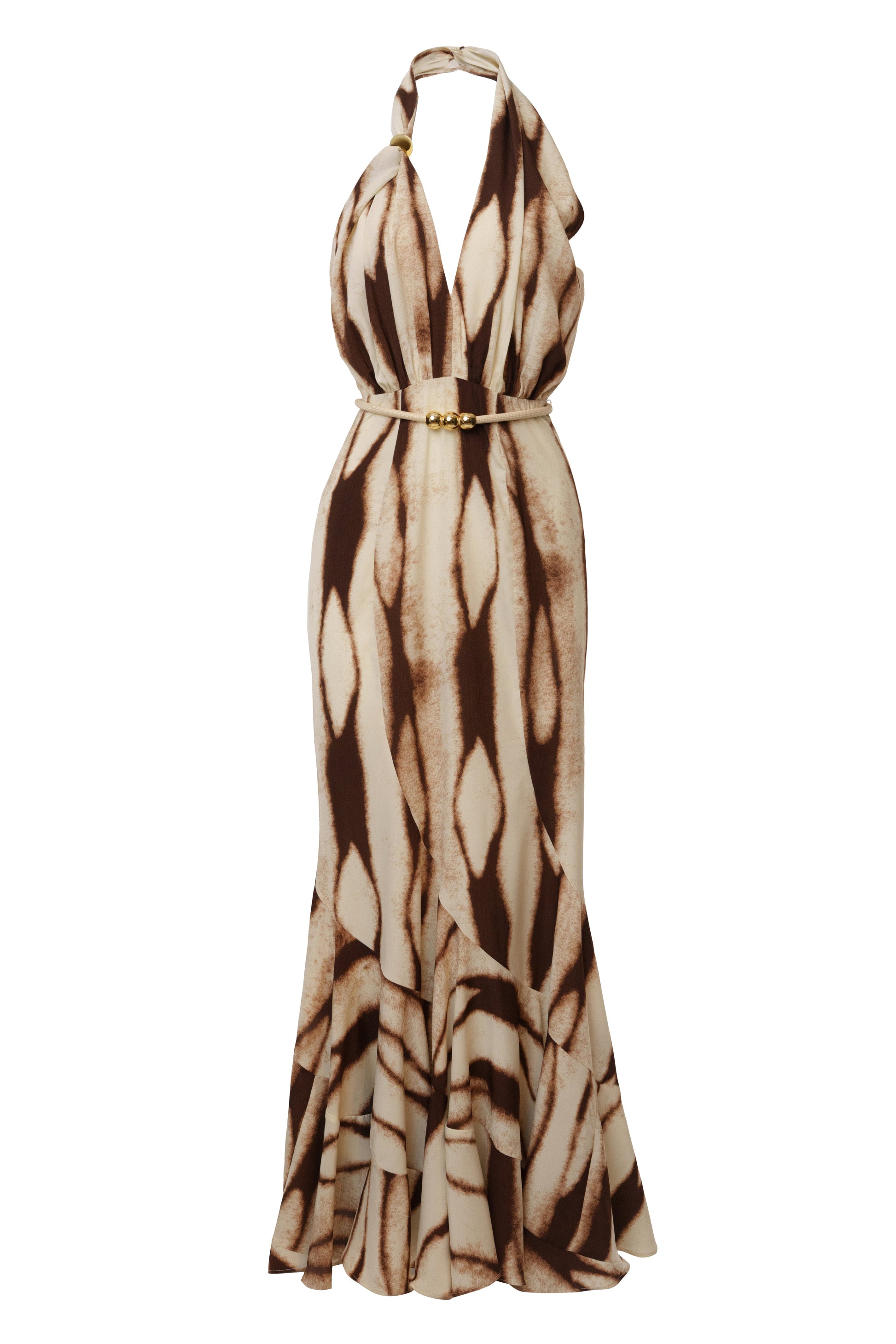 Ivory Desert Glow Flared Maxi Dress JLUXLABEL