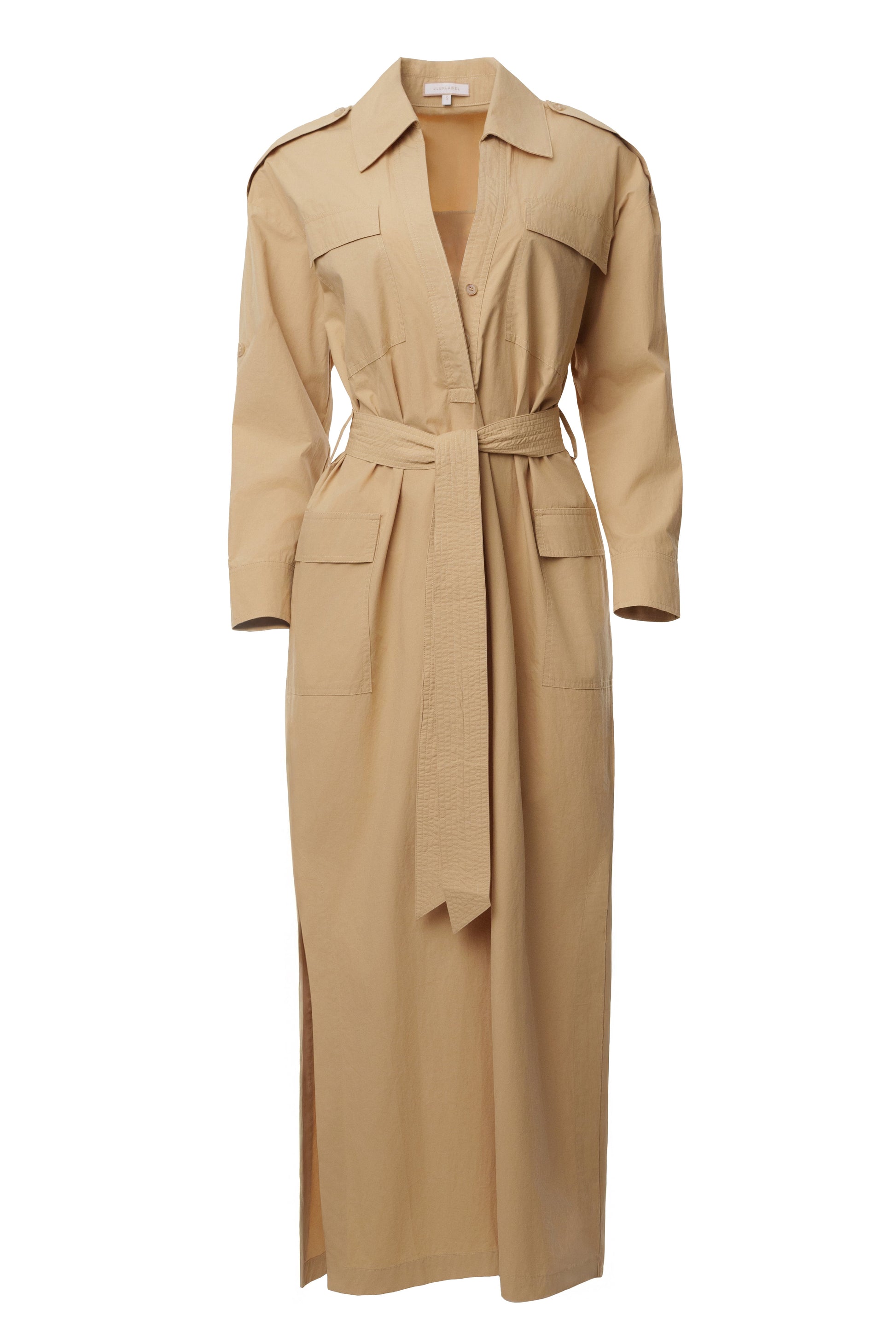 Khaki Harbor Shore Belted Maxi Dress JLUXLABEL
