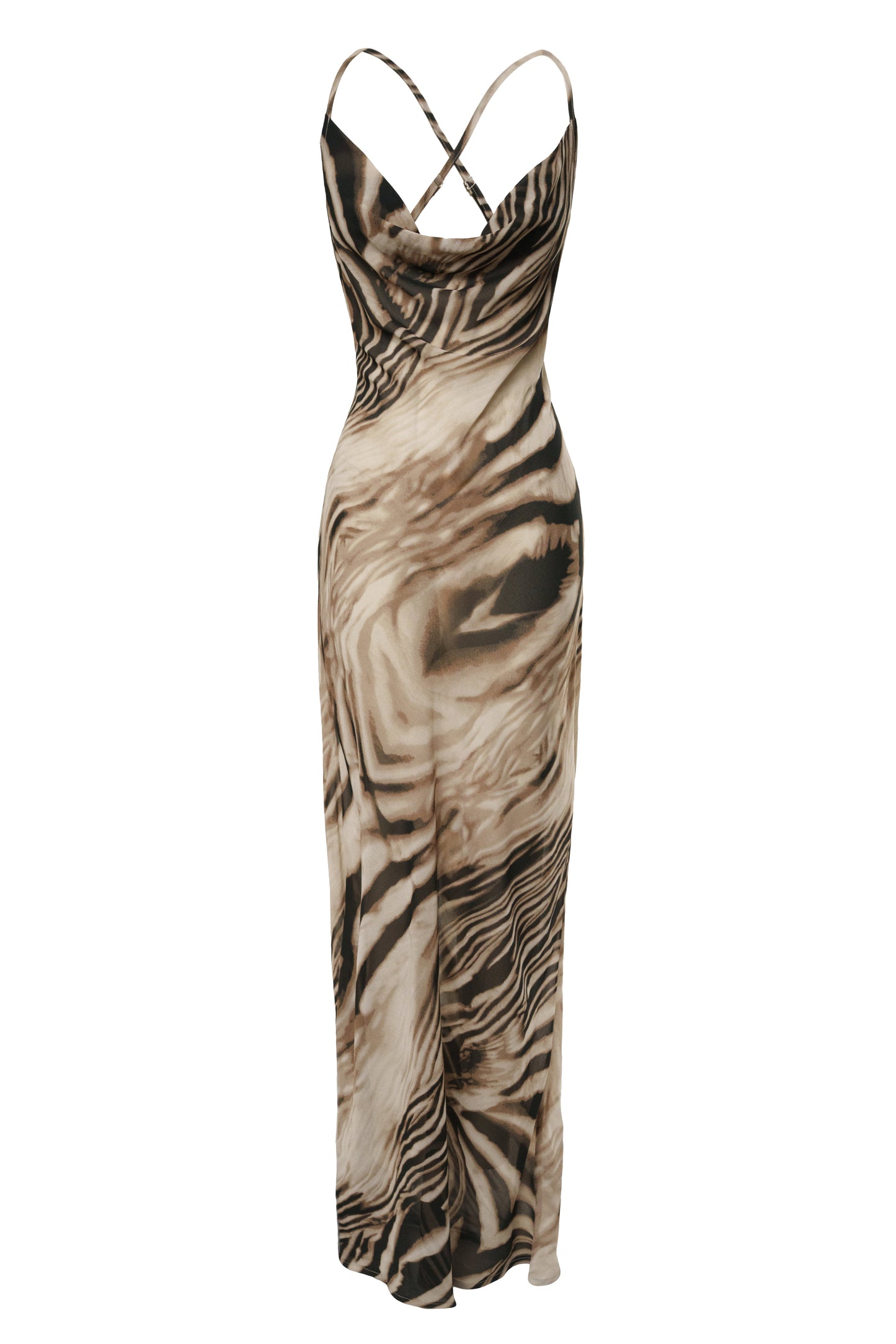 Brown Zebra Print Infinite Journey Maxi Dress JLUXLABEL