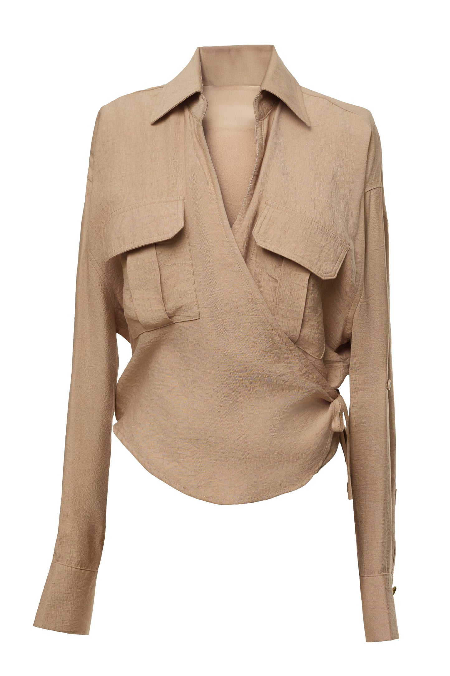 Tan Drift Collared Cargo Top JLUXLABEL