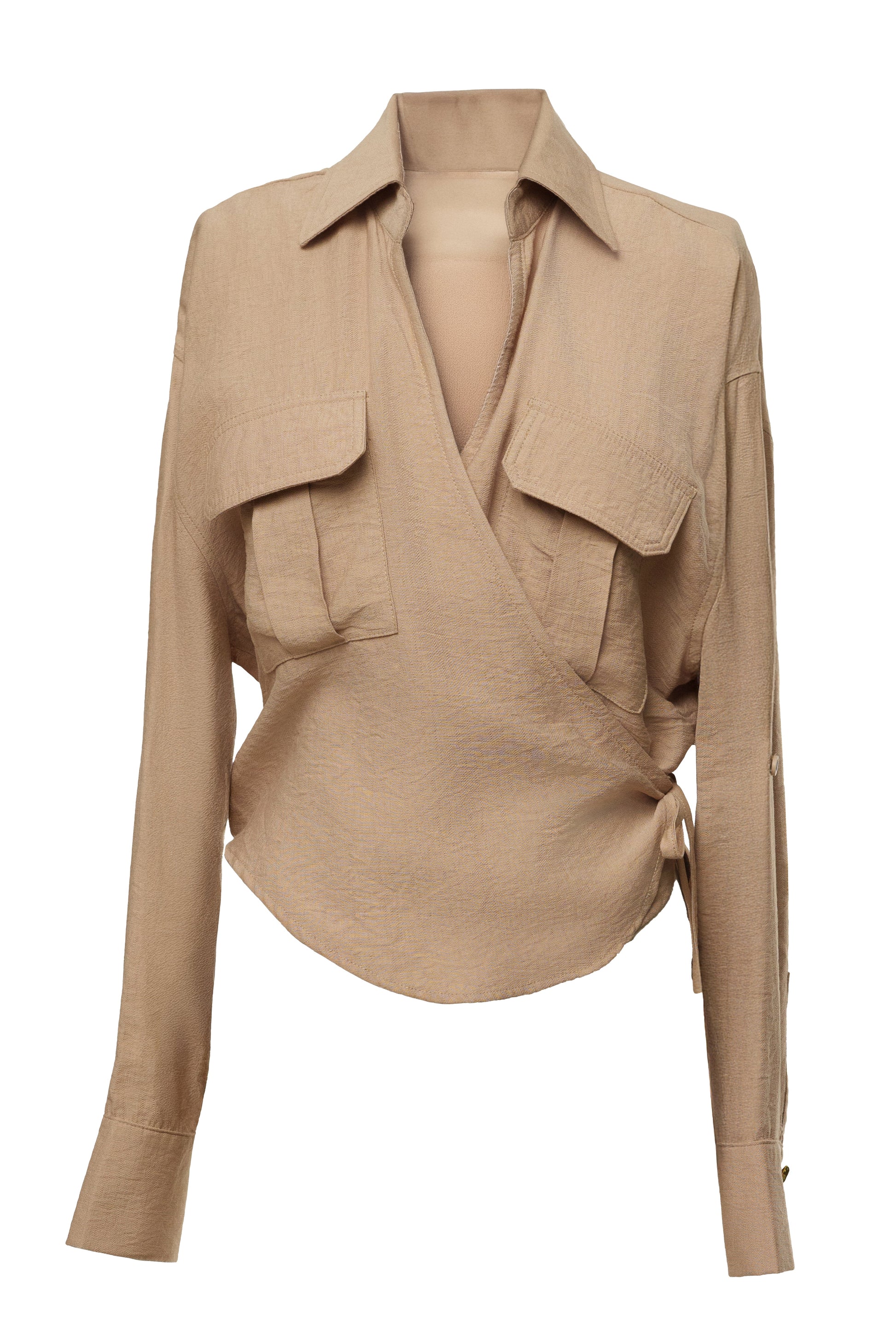 Tan Drift Collared Cargo Top JLUXLABEL