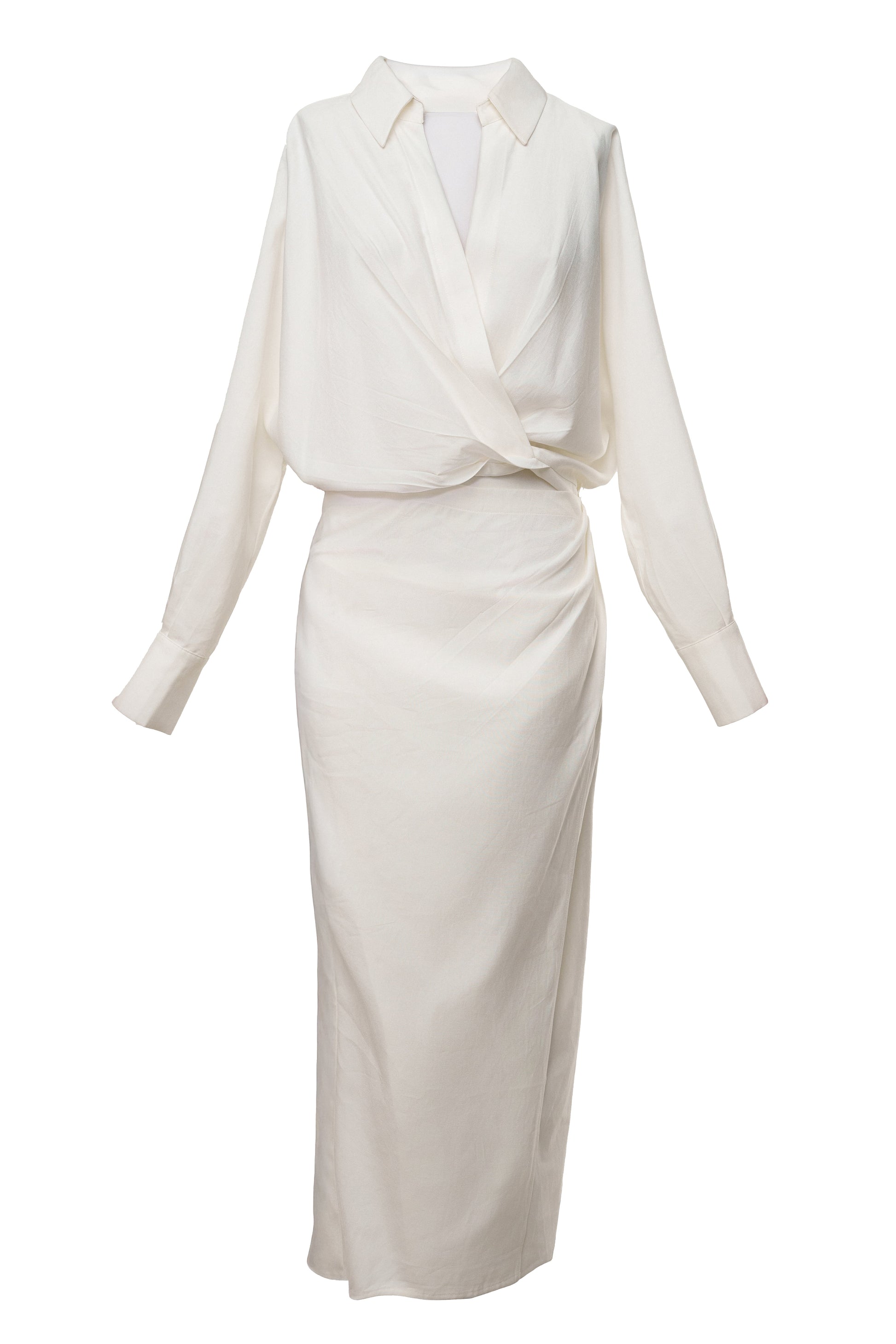 Ivory Skyline Wrap Midi Dress JLUXLABEL