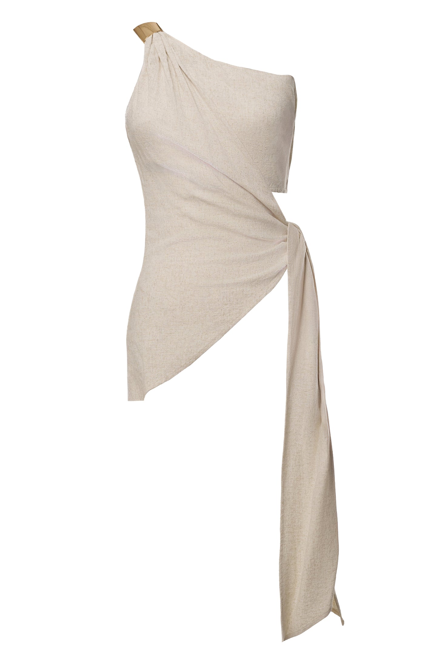 Beige Palmera One Shoulder Top NEWFASHIONEDGE