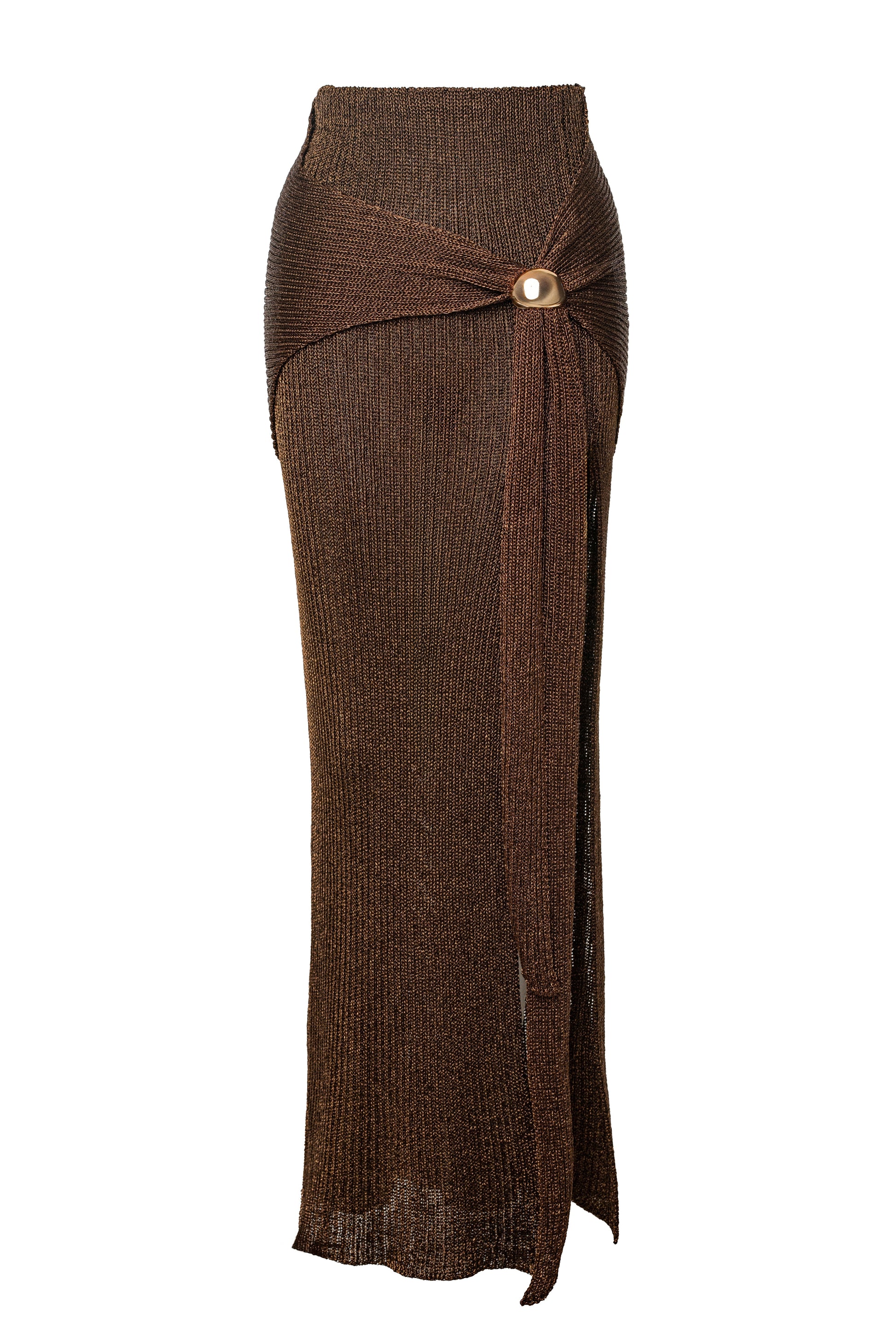 PRE-ORDER Bronze Hazel Metallic Wrap Skirt NEWFASHIONEDGE