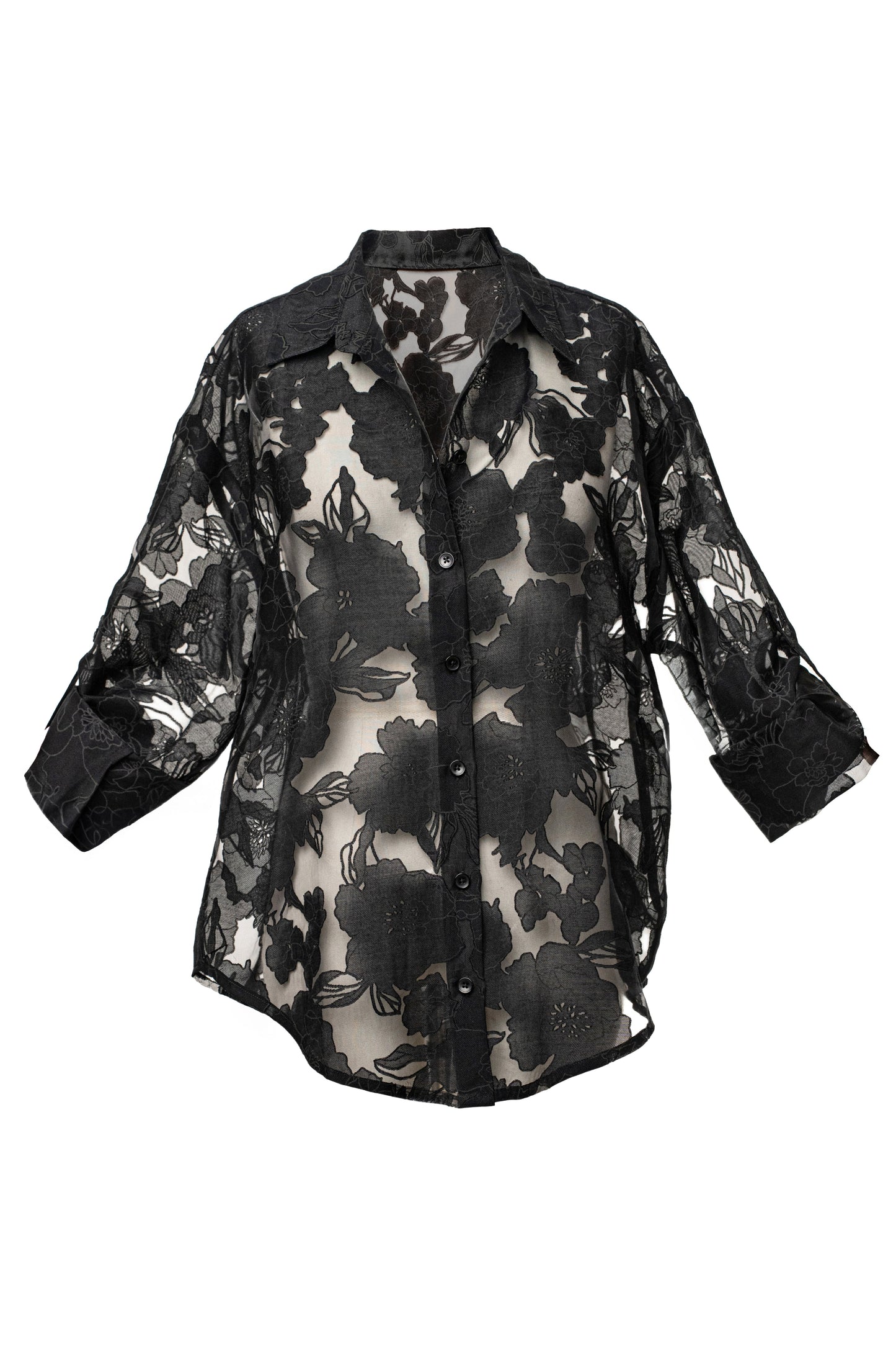 PRE-ORDER Black Organza Floral Blouse