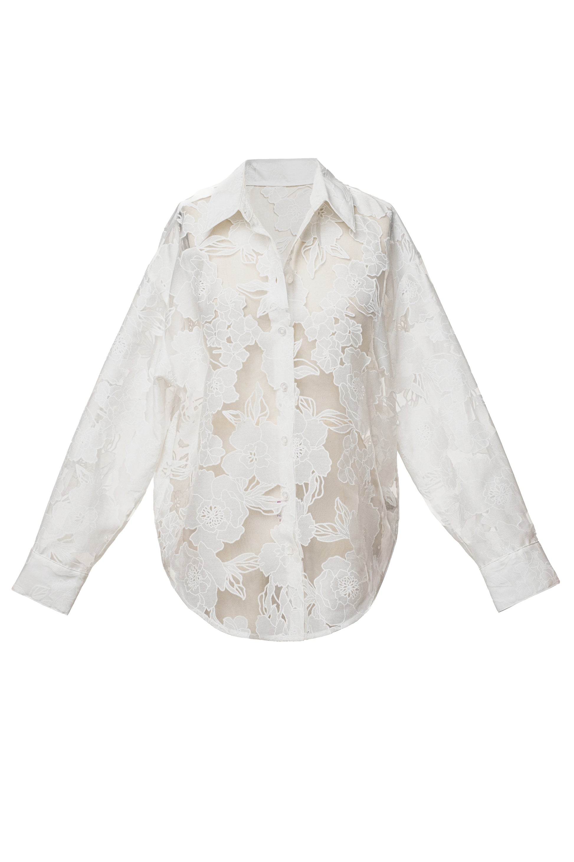 Ivory Organza Floral Blouse NEWFASHIONEDGE