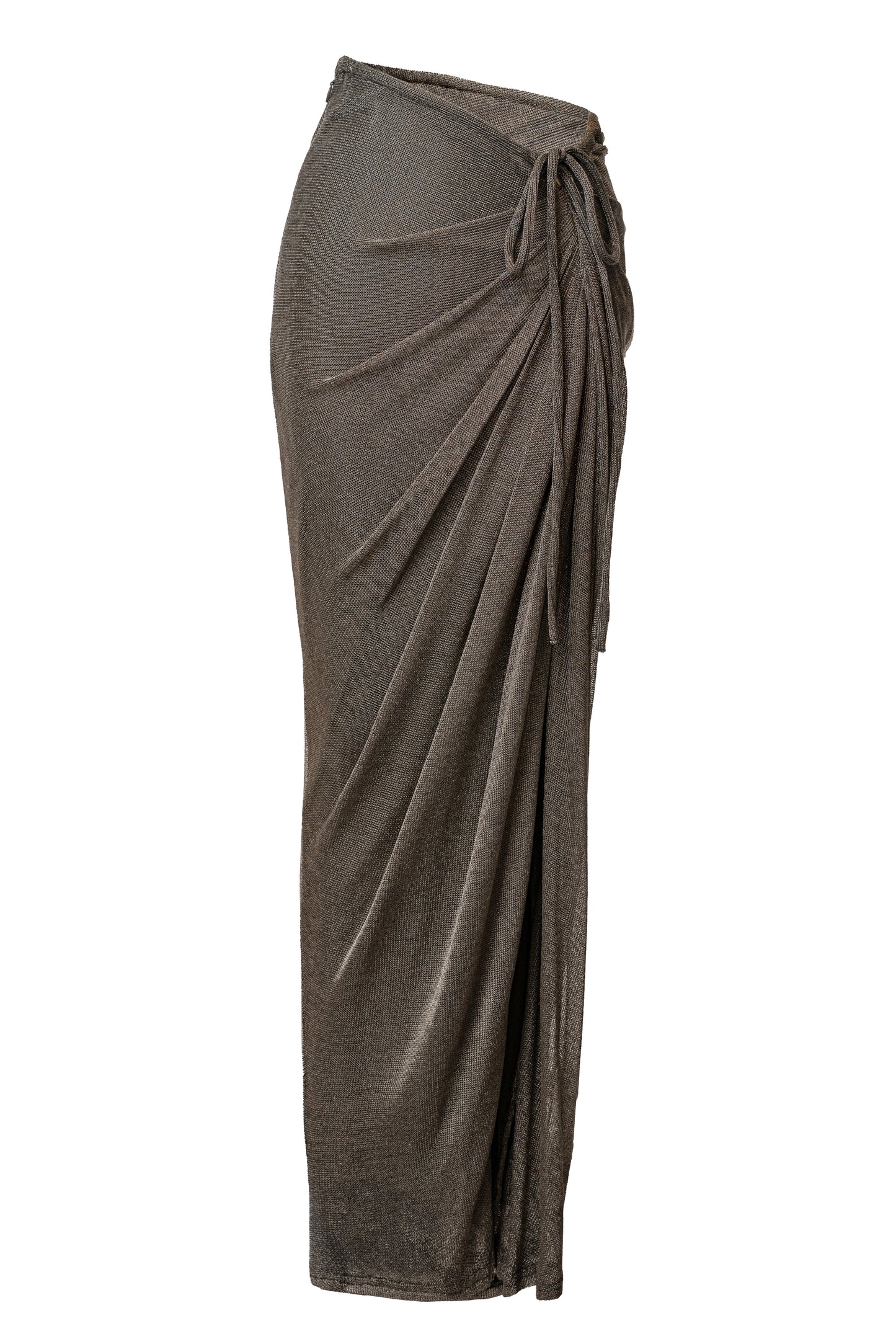 Silver Noelia Metallic Slit Skirt JLUXLABEL