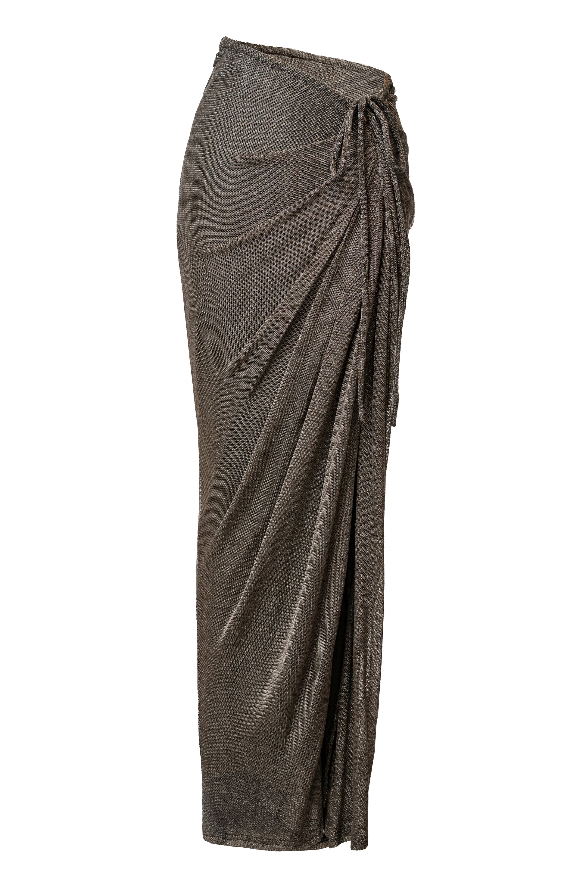 Silver Noelia Metallic Slit Skirt JLUXLABEL