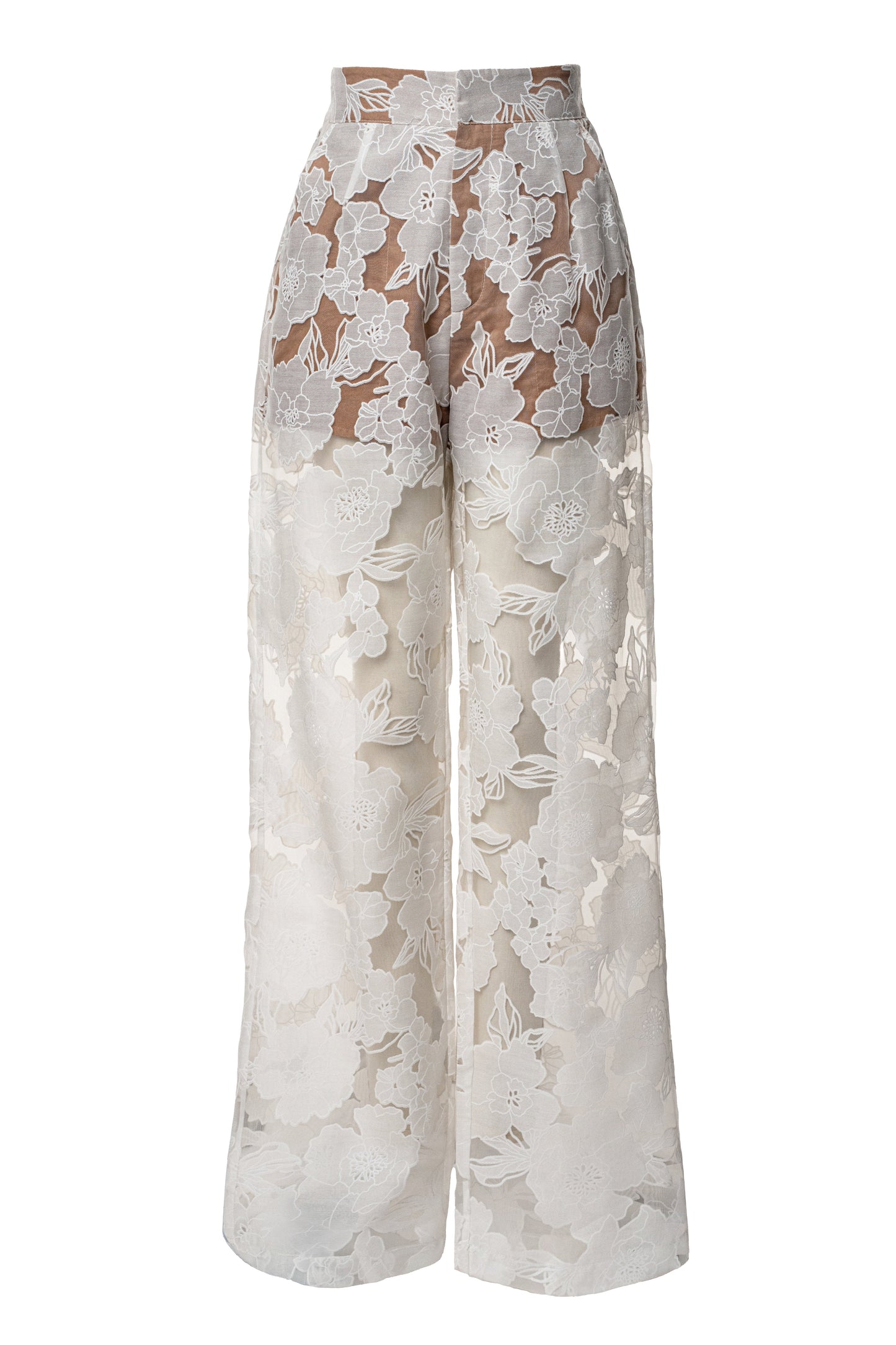 Ivory Organza Floral Pant NEWFASHIONEDGE